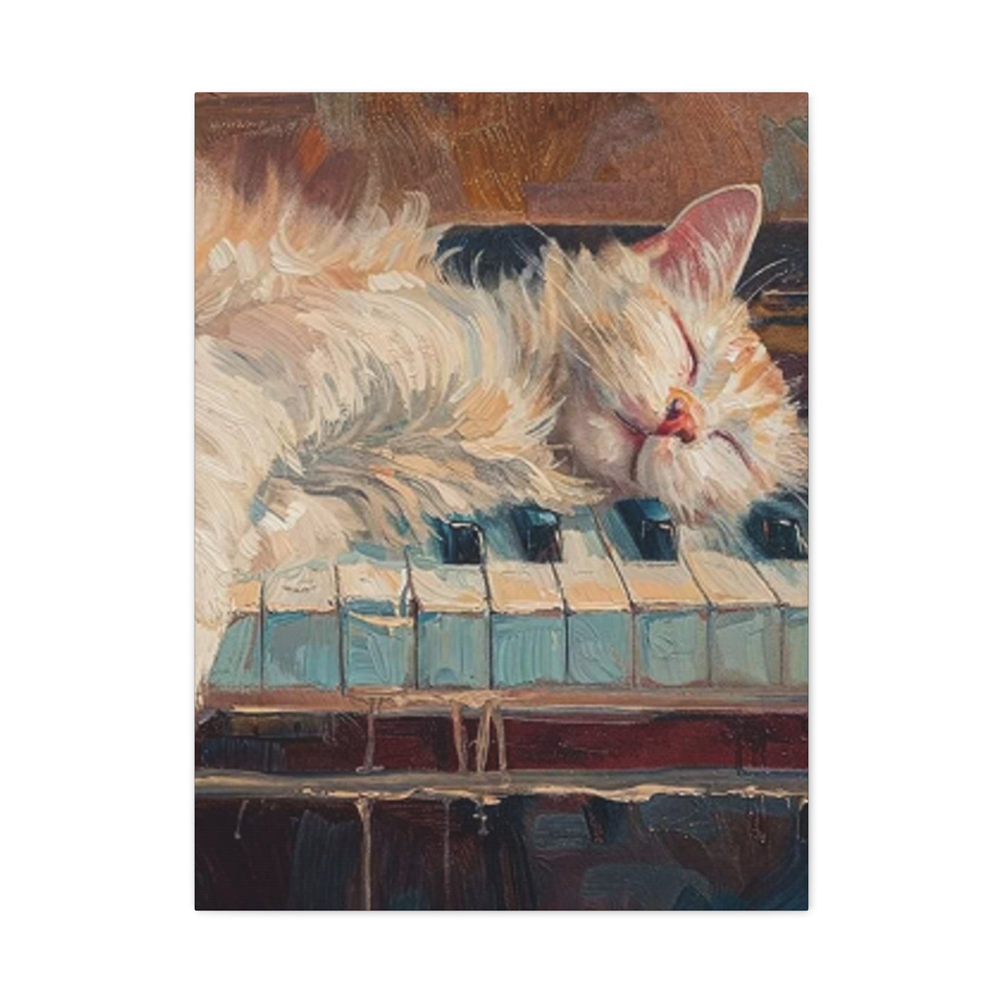 Cat Sleeping On Piano Wall Art & Canvas Prints