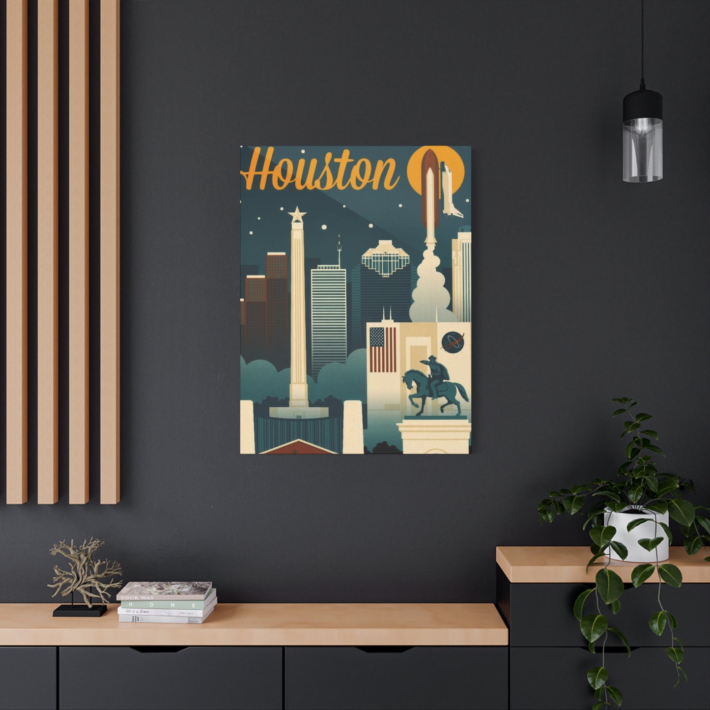 Houston Skyline Retro Wall Art & Canvas Prints