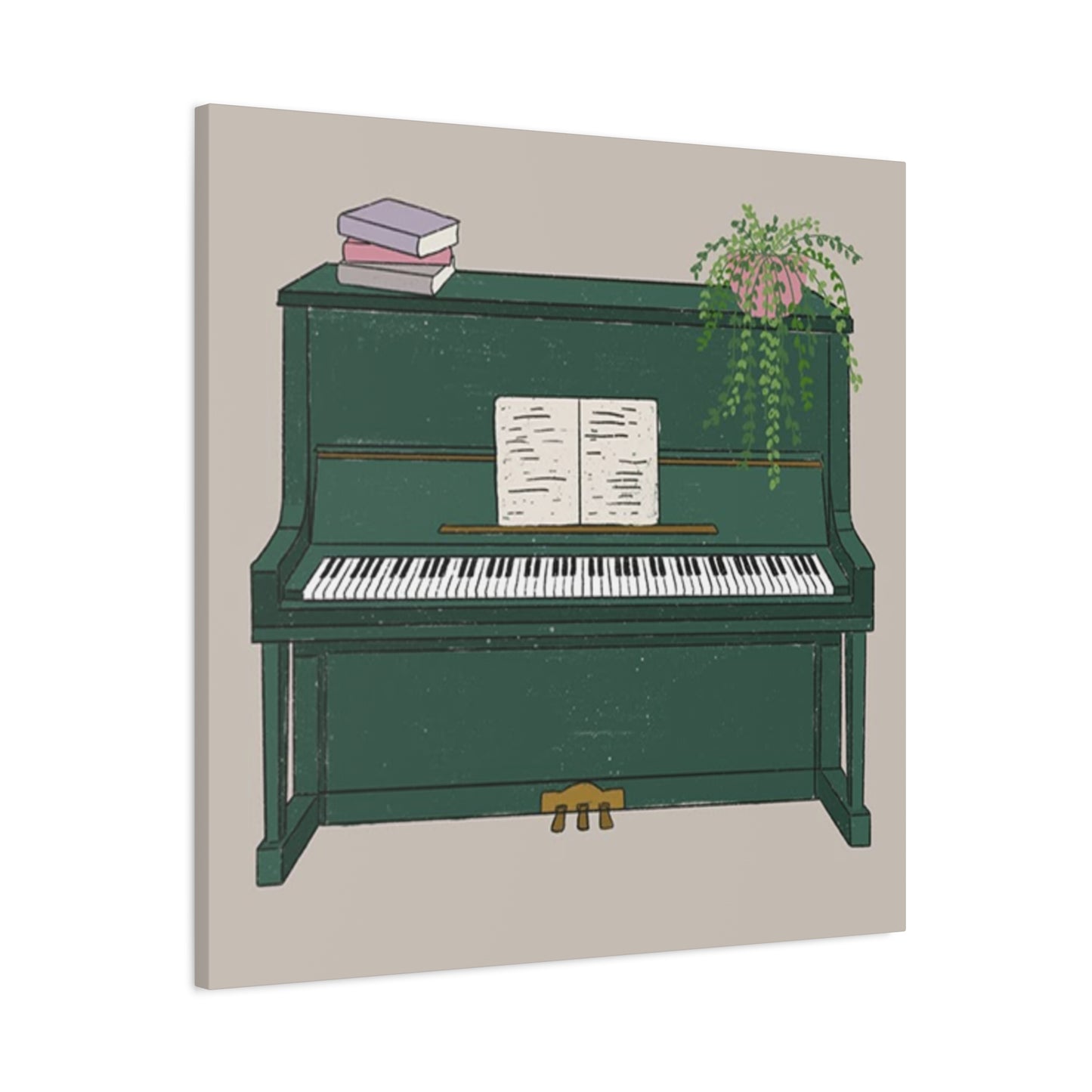 Green Piano Drawing Wall Art & Canvas Prints