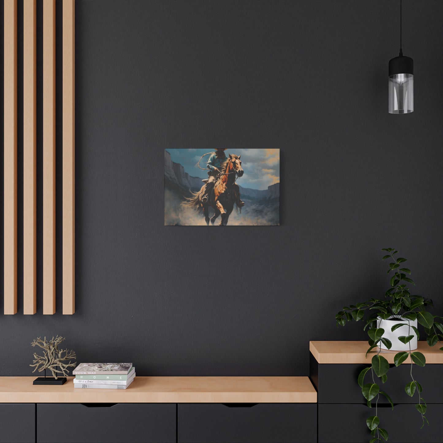 Horse Galloping With Cowboy Wall Art & Canvas Prints