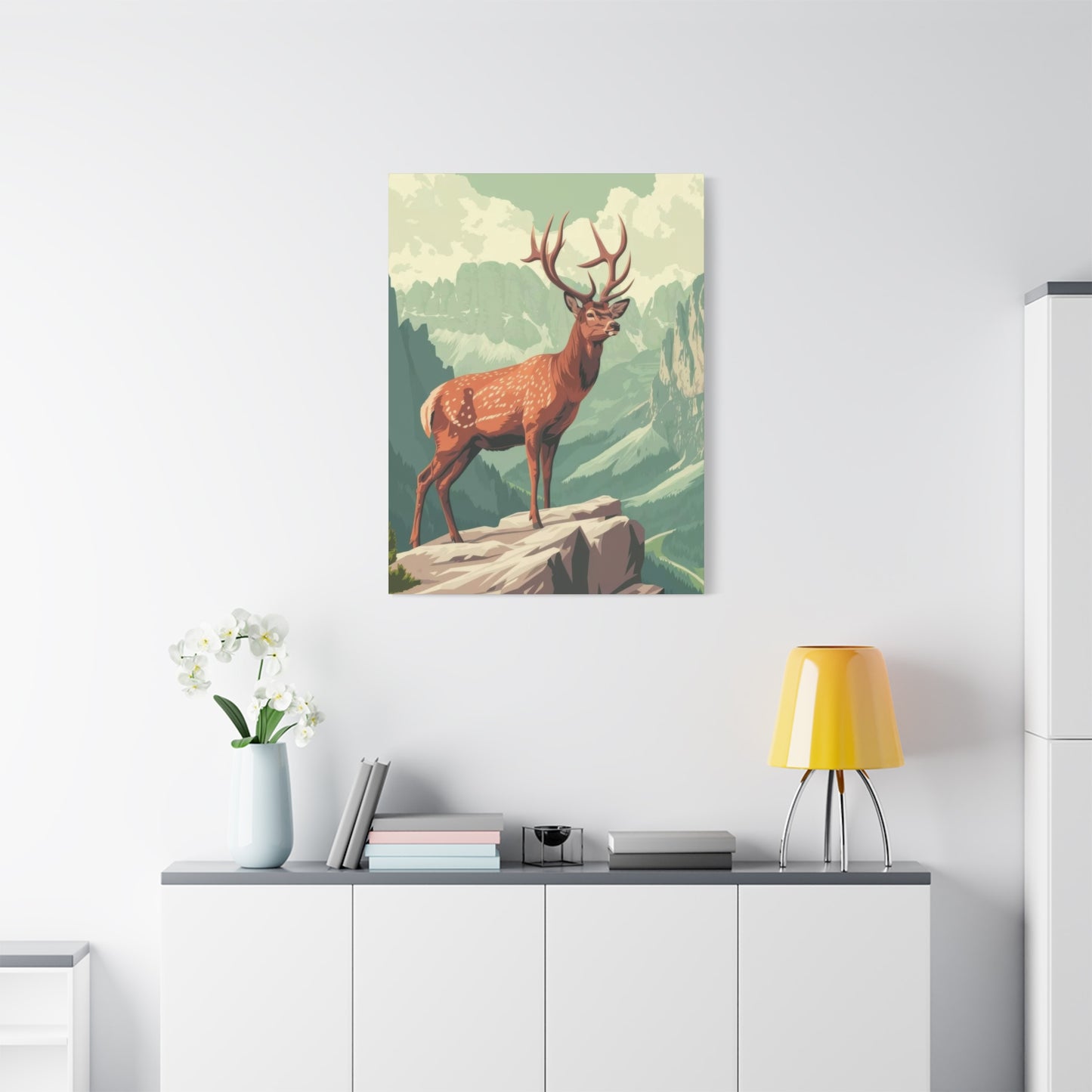 Deer Standing On A Cliff Wall Art & Canvas Prints