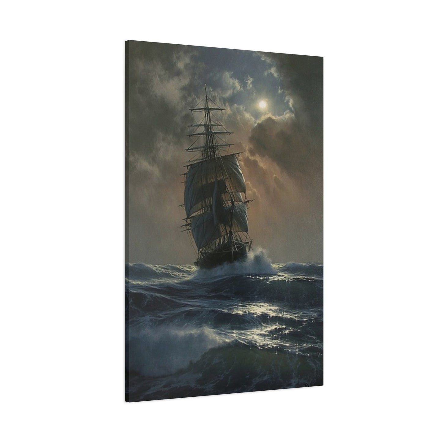 Ship Sailing In Sea At Night Wall Art & Canvas Prints