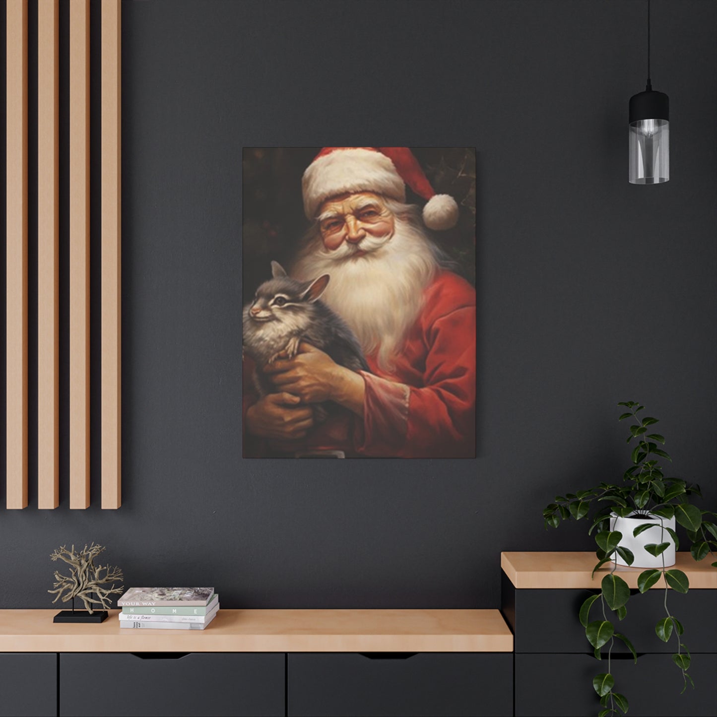 Santa Claus With A Fat Rat Painting Wall Art & Canvas Prints