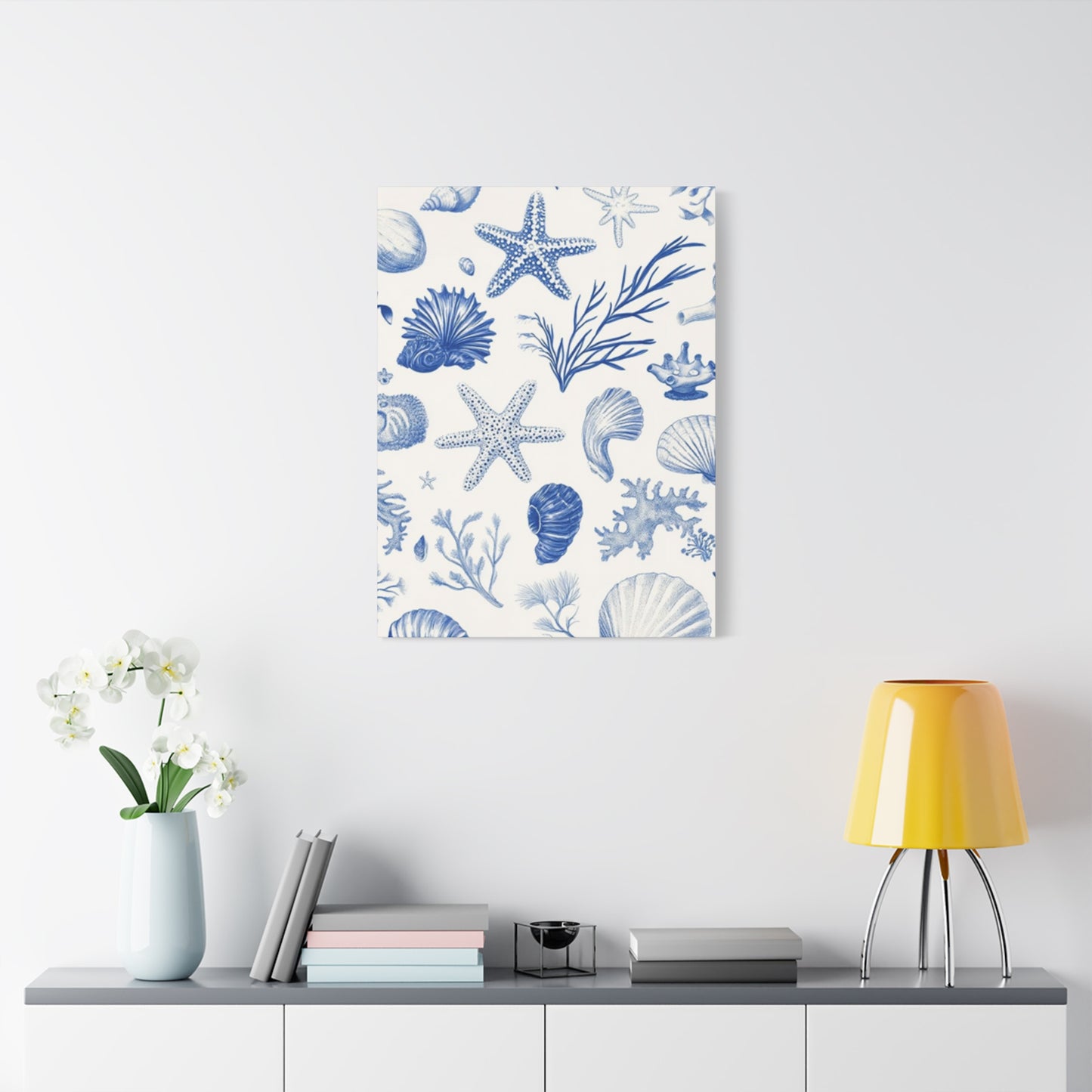 Beautiful Blue Shell Shapes Wall Art & Canvas Prints