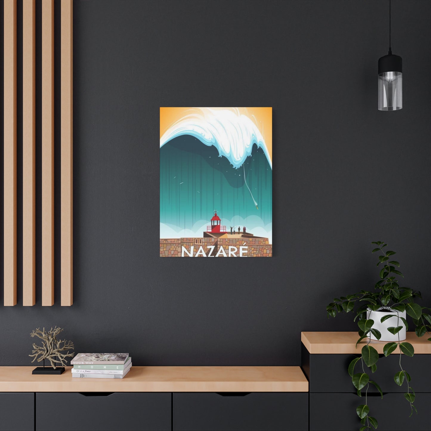 Nazare Surfing Painting Wall Art & Canvas Prints