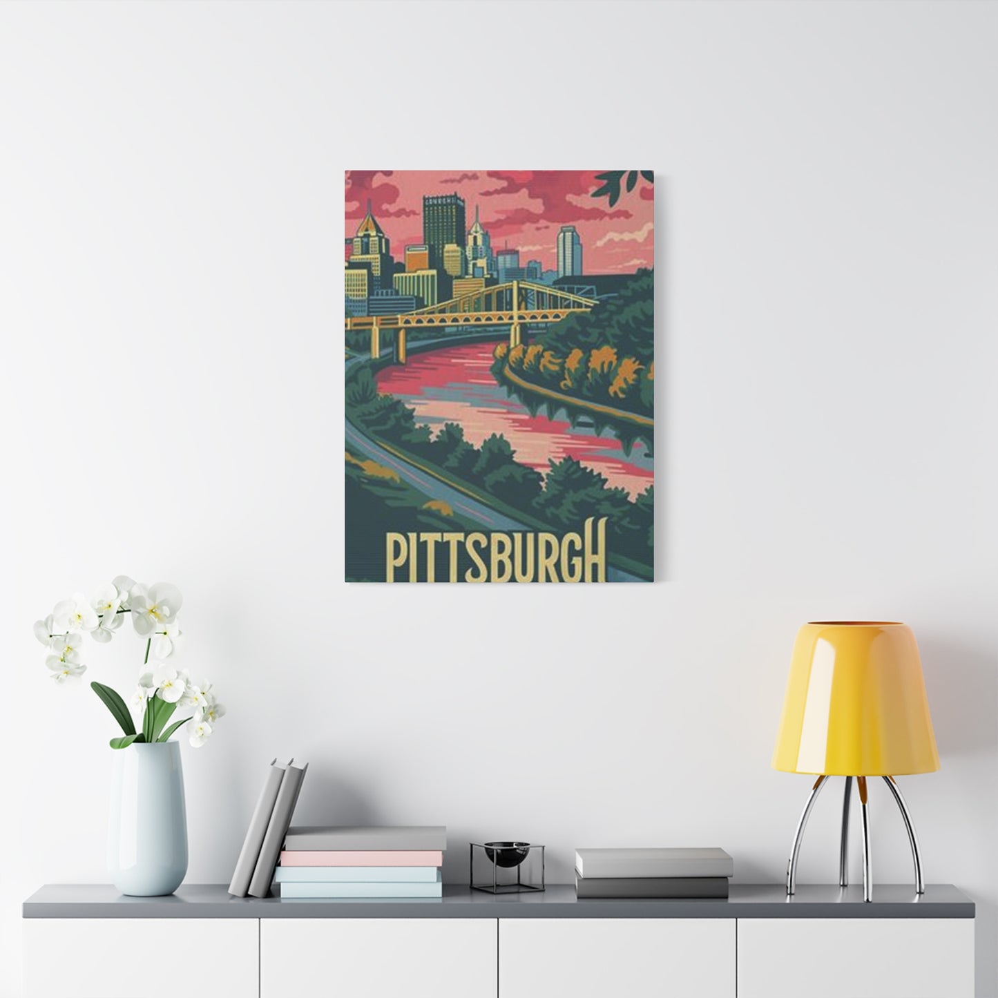 Pink Sky Pittsburgh Poster Wall Art & Canvas Prints