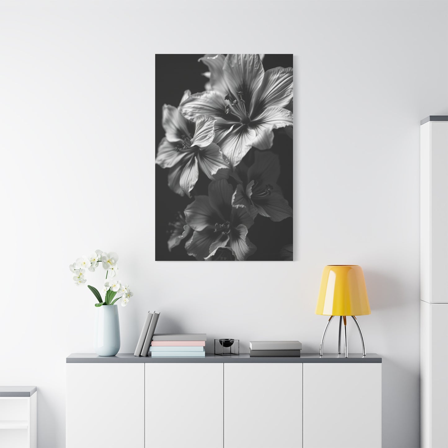 Noir & Blanc Floral Symphony Wall Art & Canvas Print