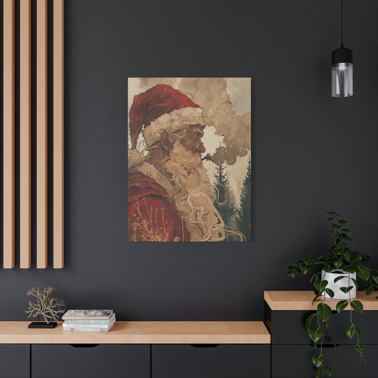 Santa Claus Smoking Painting Wall Art & Canvas Prints