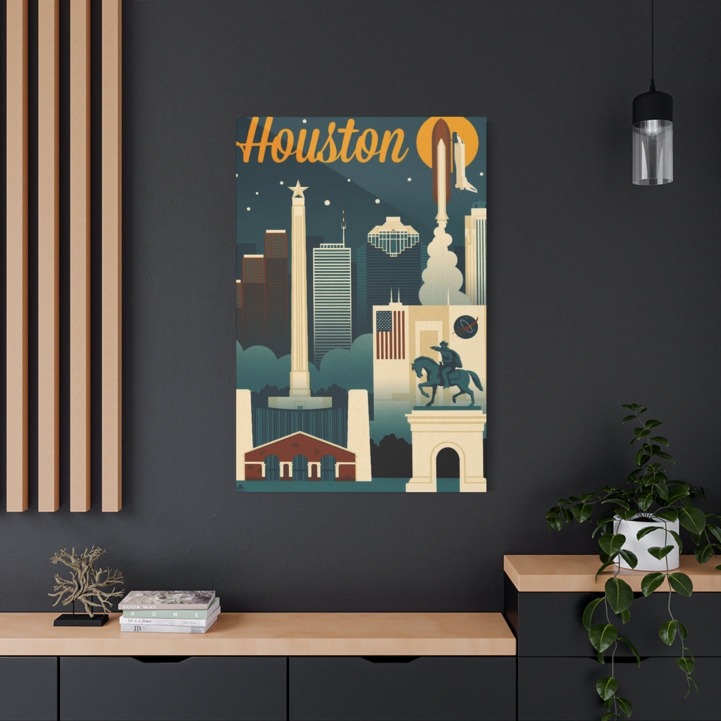 Houston Skyline Retro Wall Art & Canvas Prints