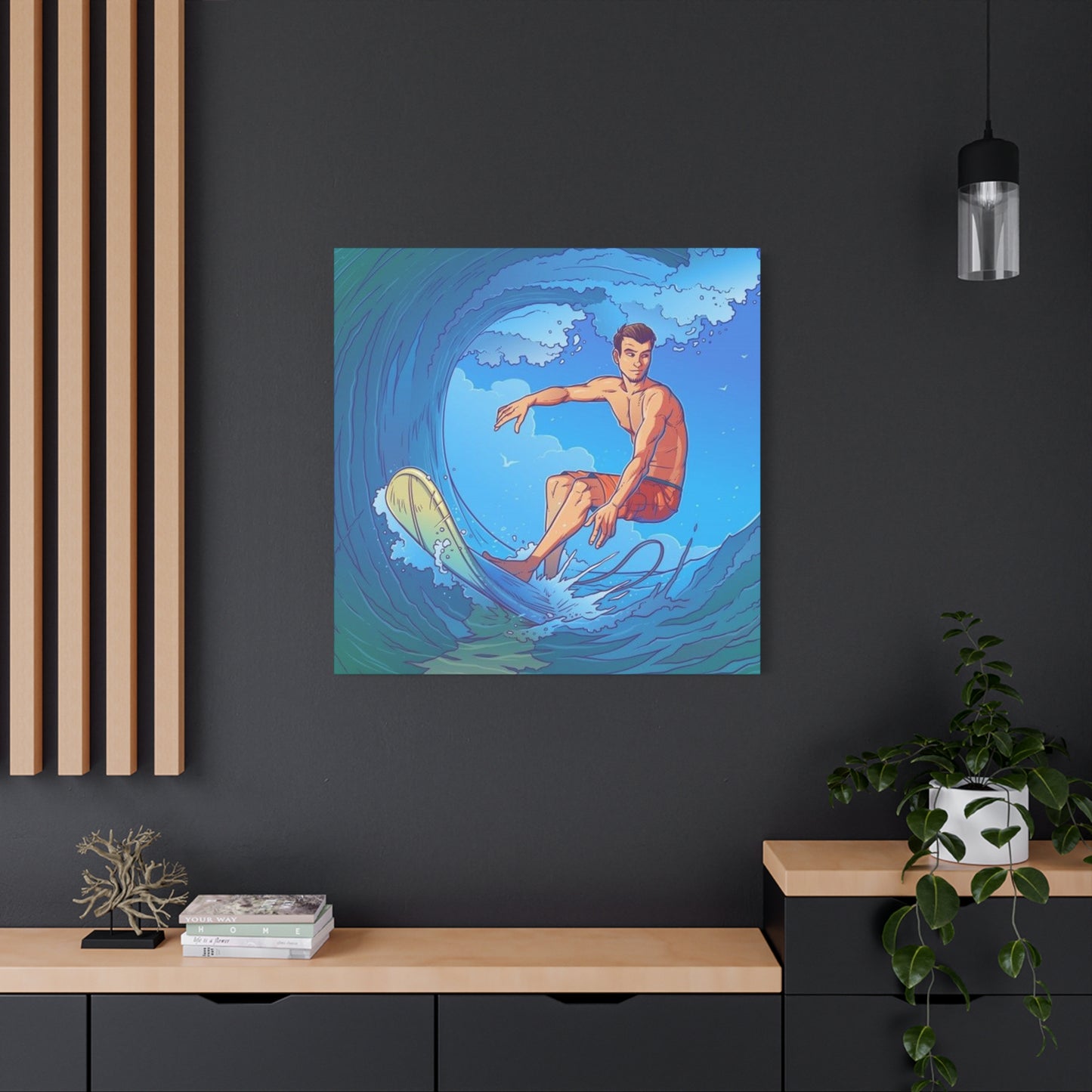 Wave Surfing Drawing Wall Art & Canvas Prints