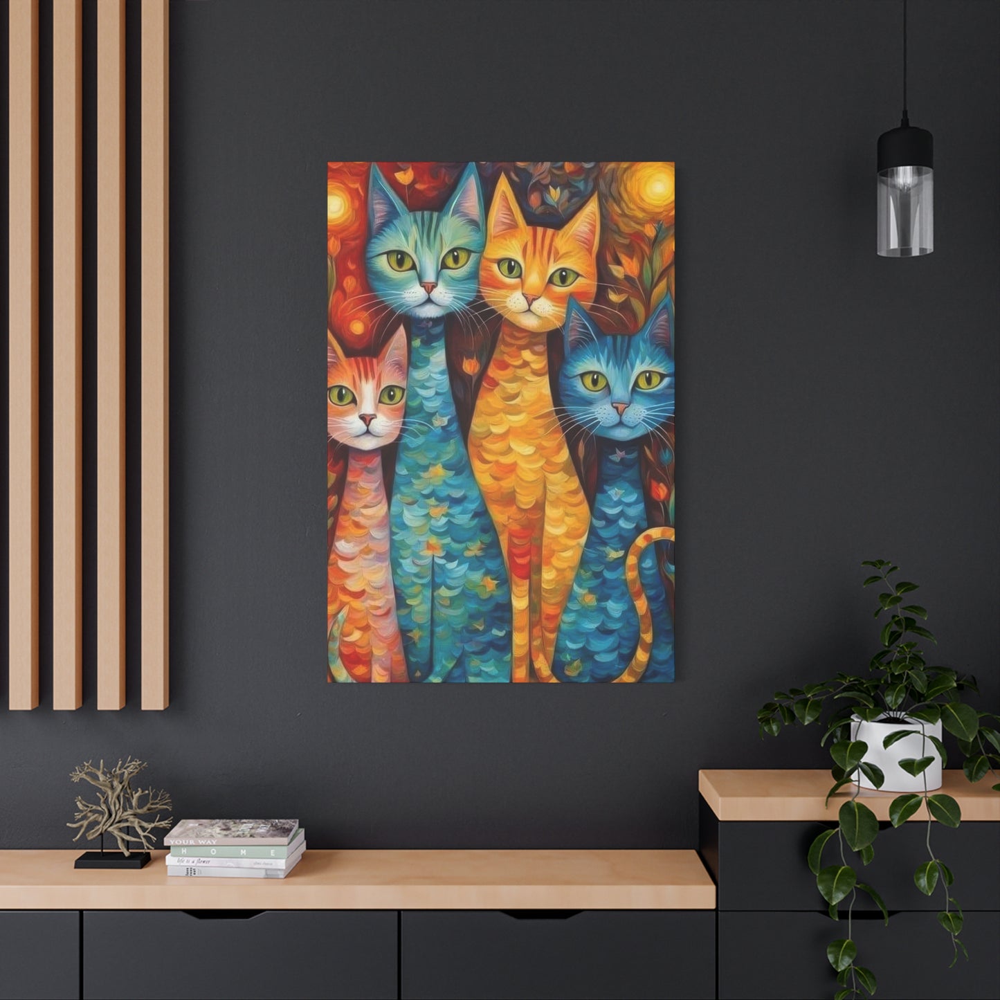 Cat Family Colorglow Wall Art & Canvas Prints
