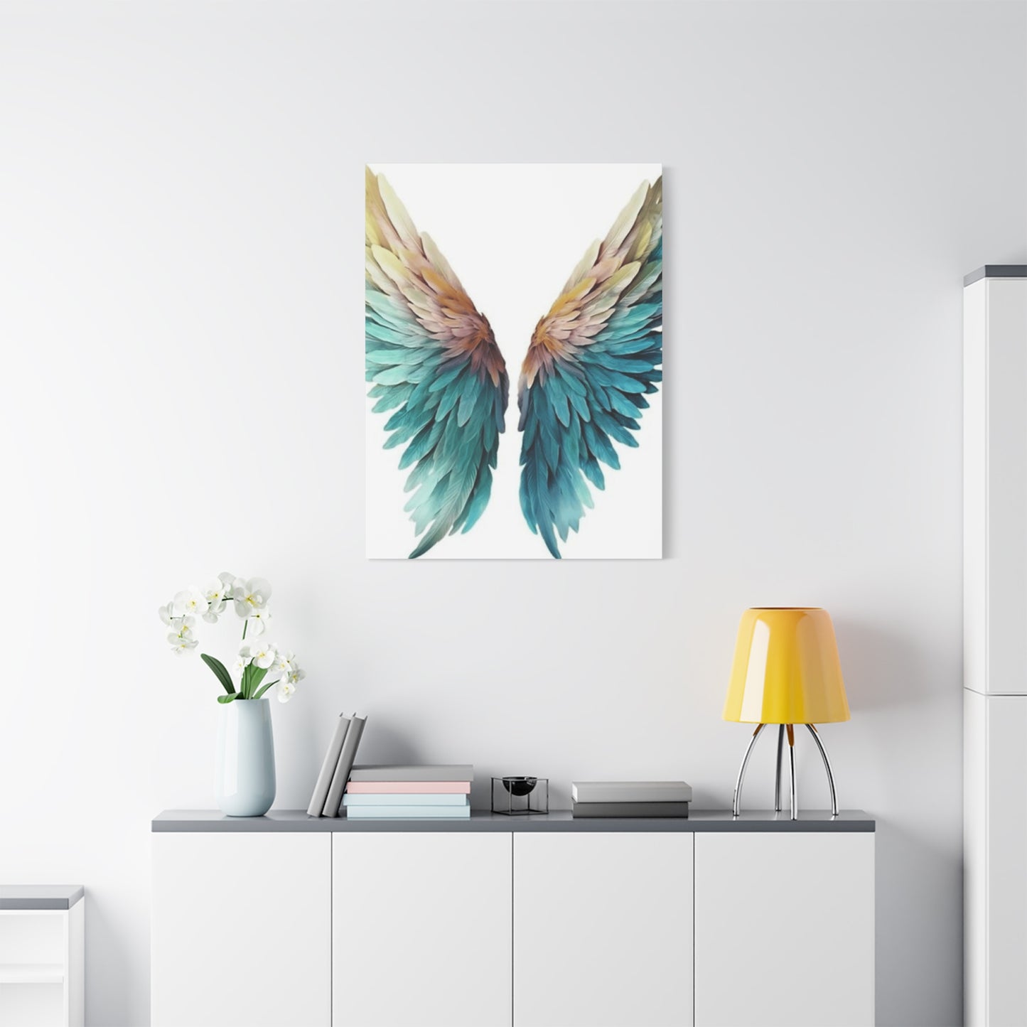Blue and Golden Angel Wings Wall Art & Canvas Prints