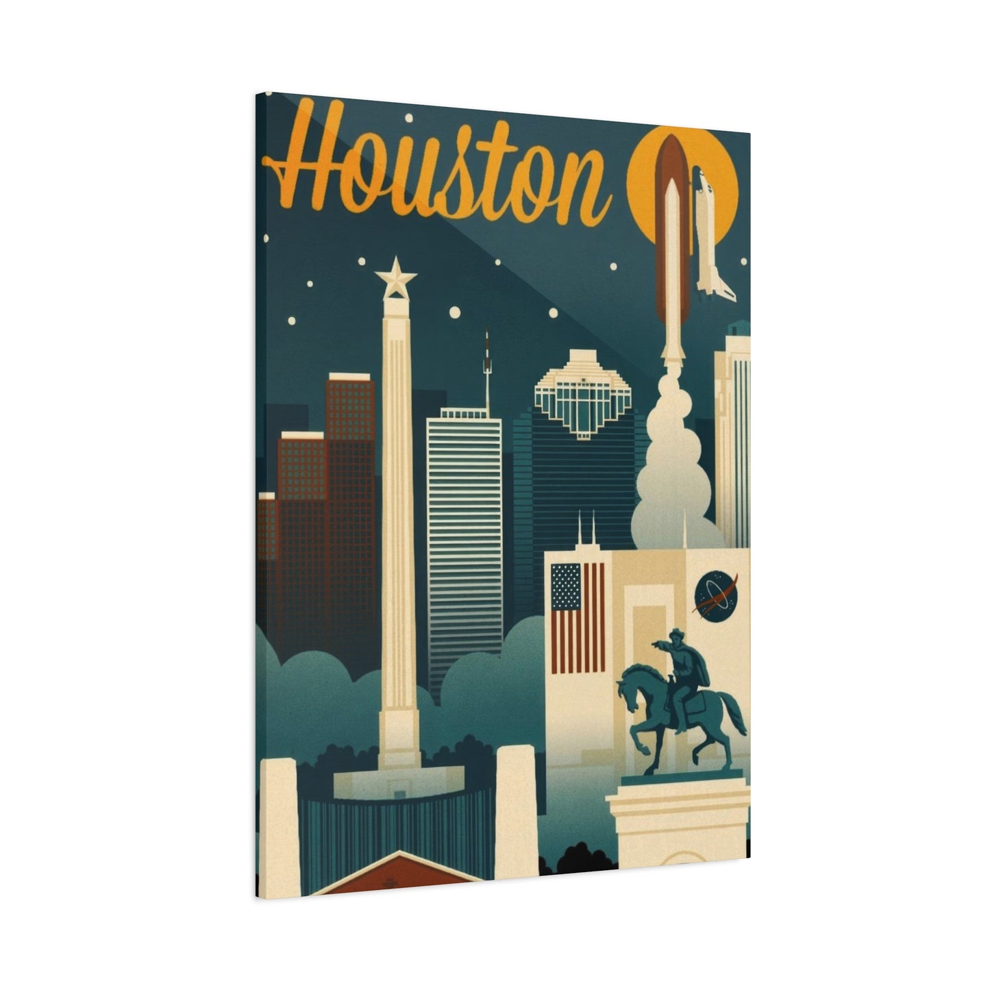 Houston Skyline Retro Wall Art & Canvas Prints