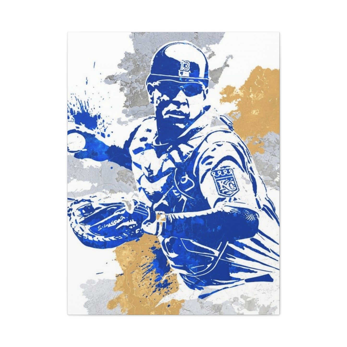 Baseball Fielder Splash Painting Wall Art & Canvas Prints