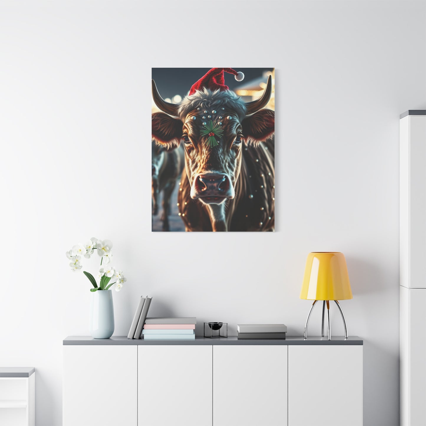 Yuletide Bovine Elegance Canvas wall art & canvas print