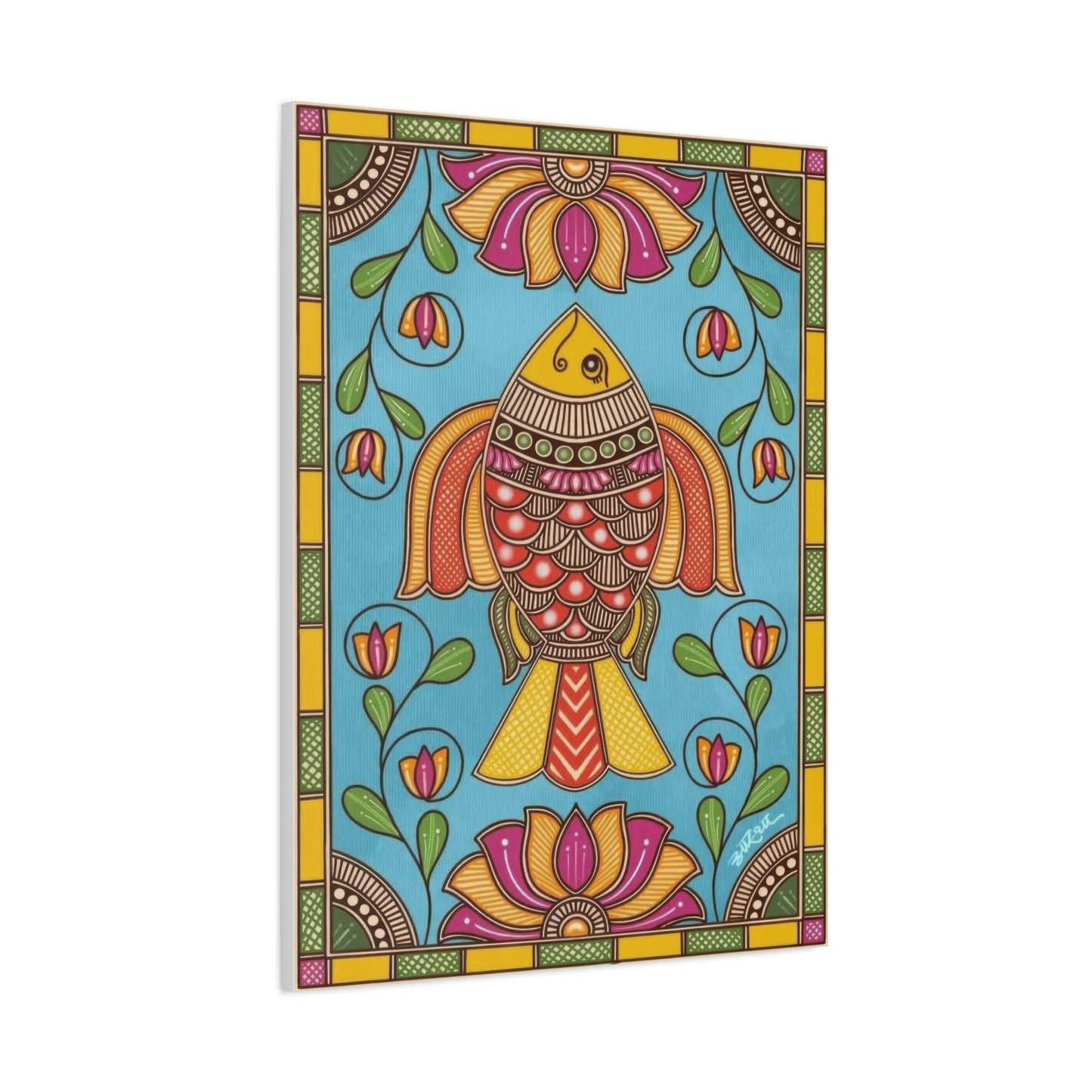 Vibrant Madhubani Fish Wall Art & Canvas Prints