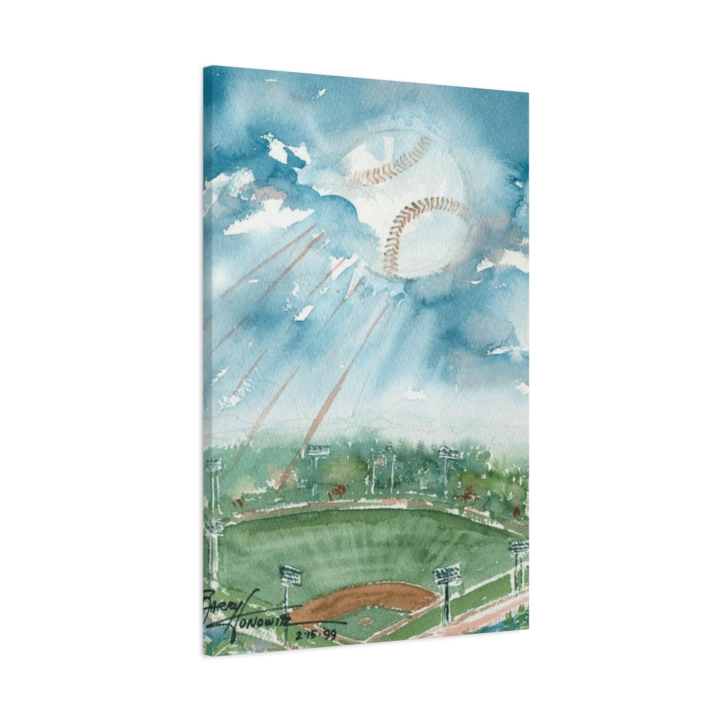 Baseball Water Painting Wall Art & Canvas Prints