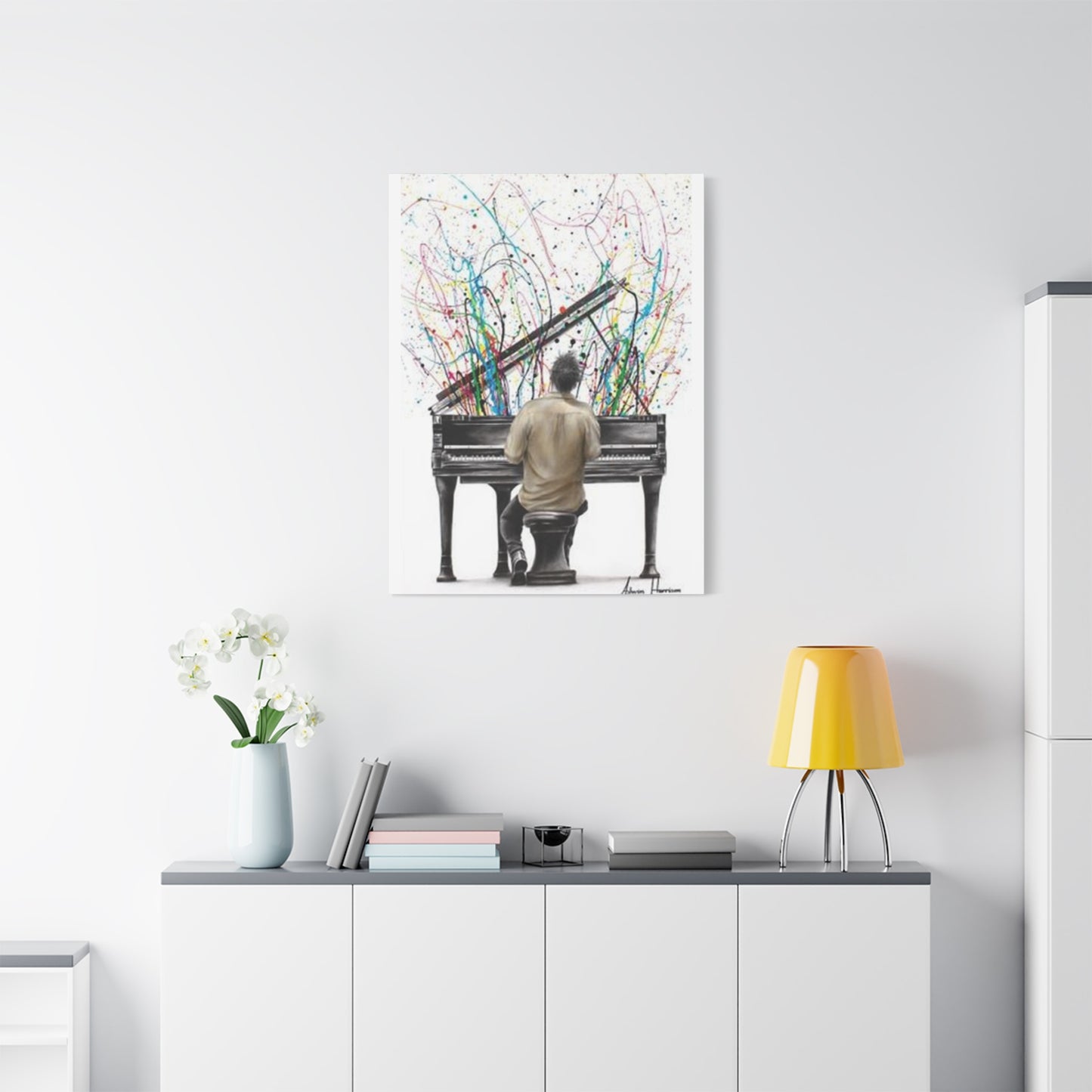 Artist Playing Piano Painting Wall Art & Canvas Prints