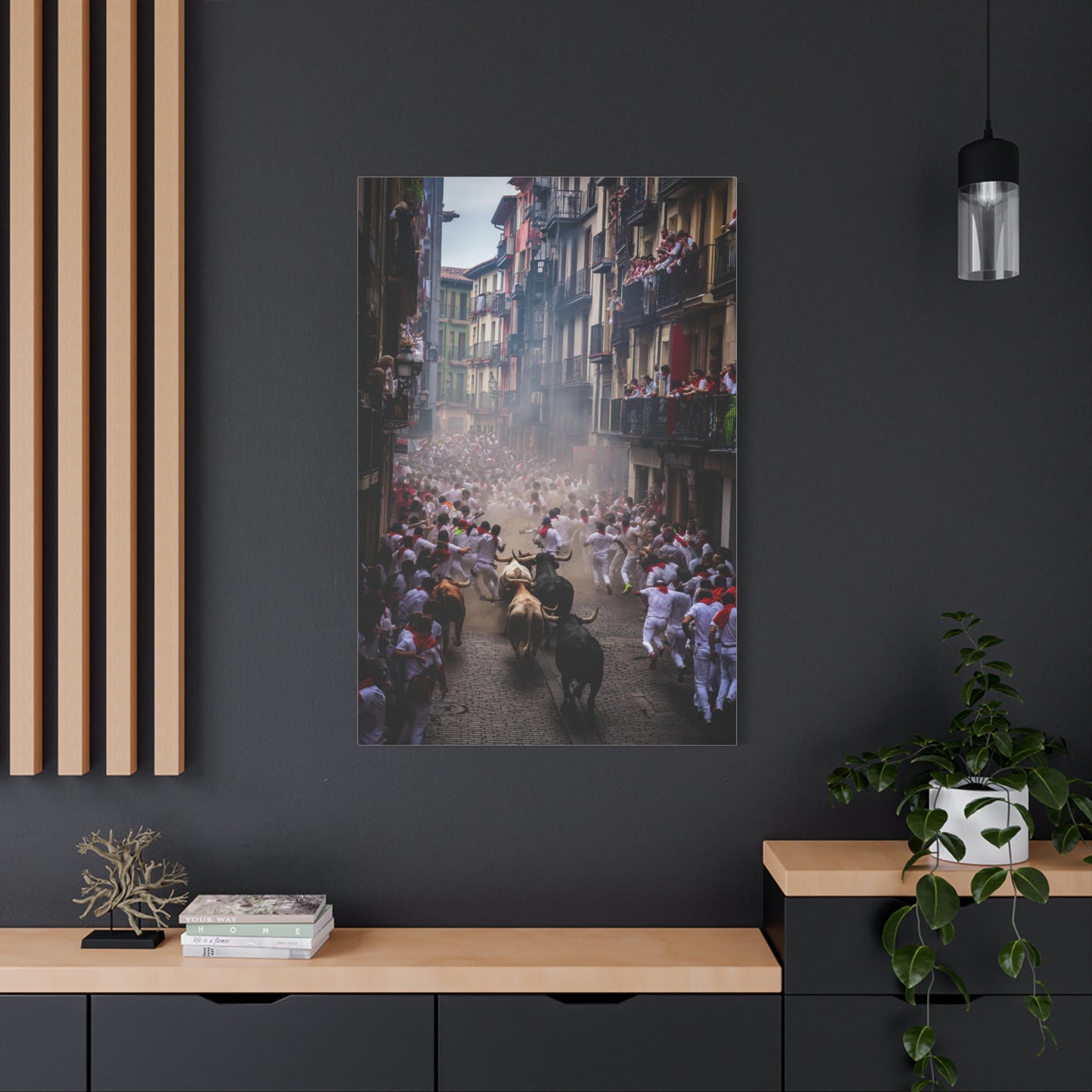 Pamplona Festival Bull Run Wall Art & Canvas Print