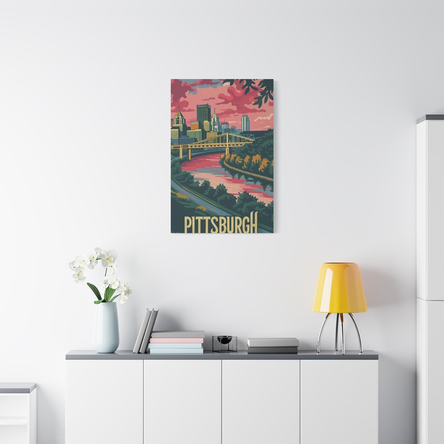 Pink Sky Pittsburgh Poster Wall Art & Canvas Prints