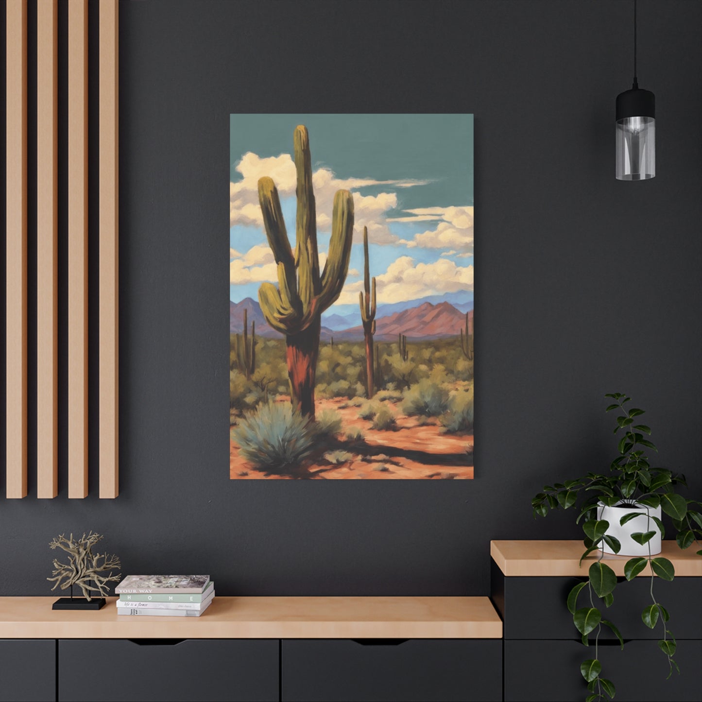 Cactus Standing in Desert Painting Wall Art & Canvas Prints