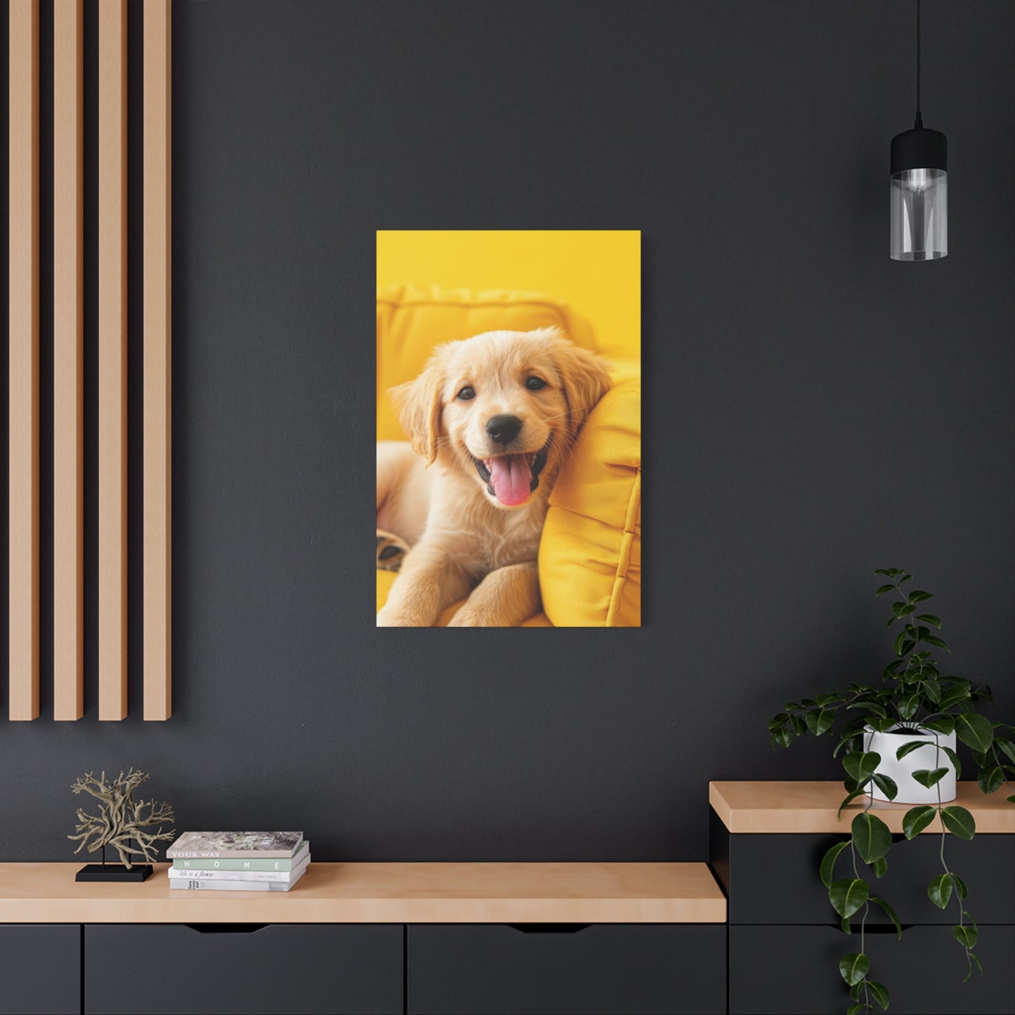 Golden Retriever On Sofa Dog Wall Art & Canvas Prints