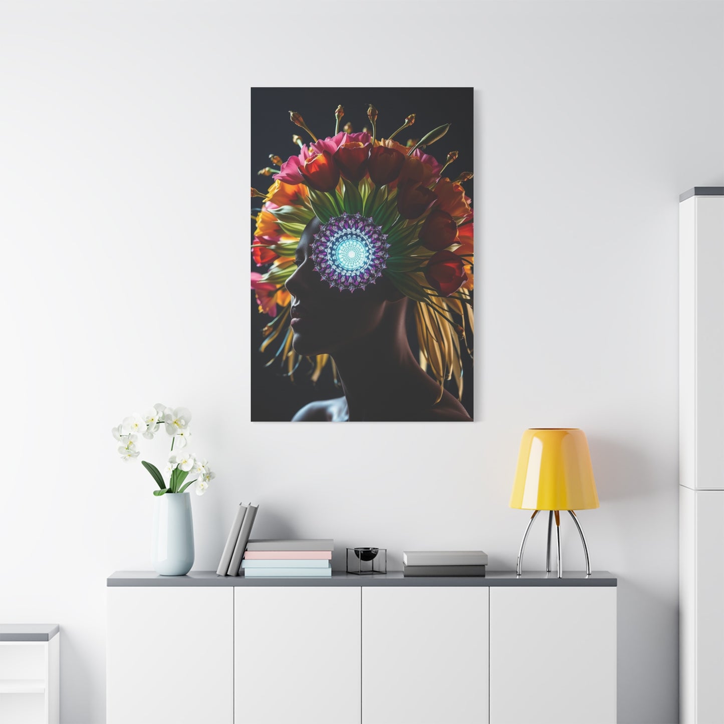 Opulent Bloom Silhouette Wall Art & Canvas Print