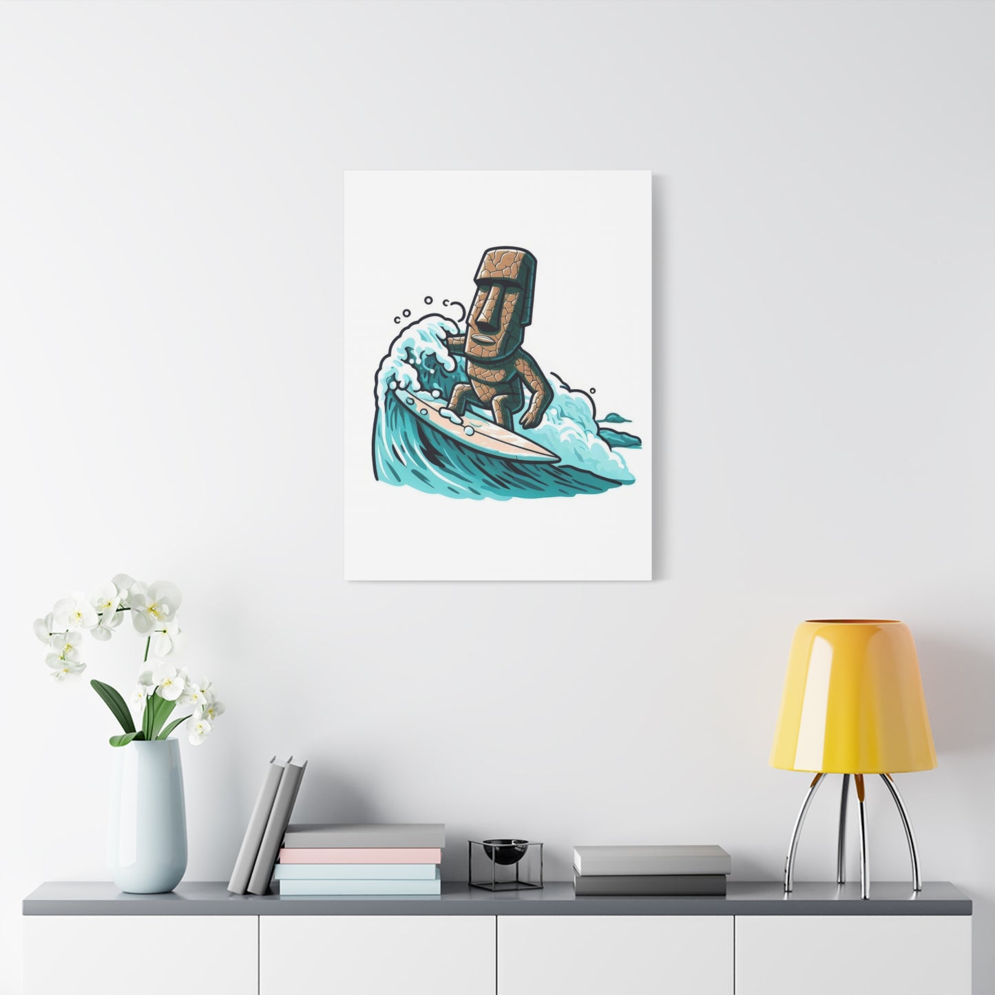 Hawaii Moai Surfing Wall Art & Canvas Prints