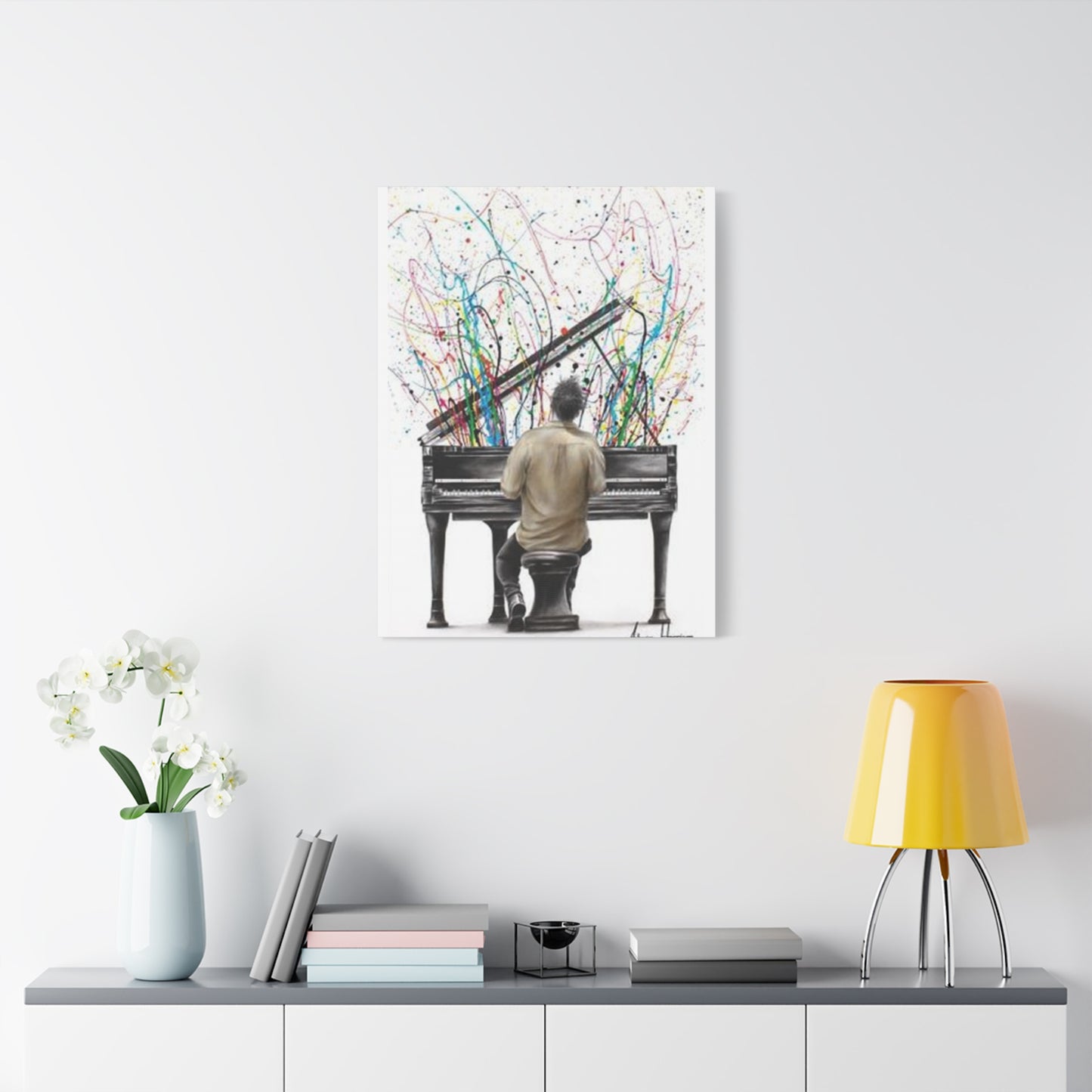 Artist Playing Piano Painting Wall Art & Canvas Prints