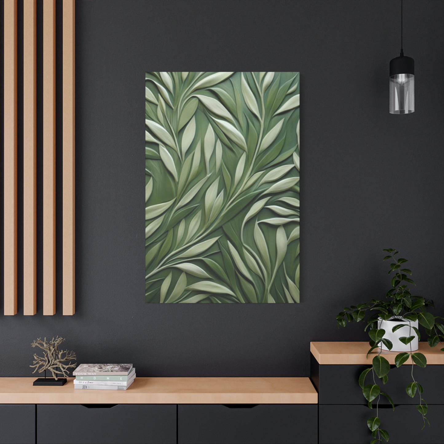 Olive Green Texture Leaves Prints Wall Art & Canvas Prints