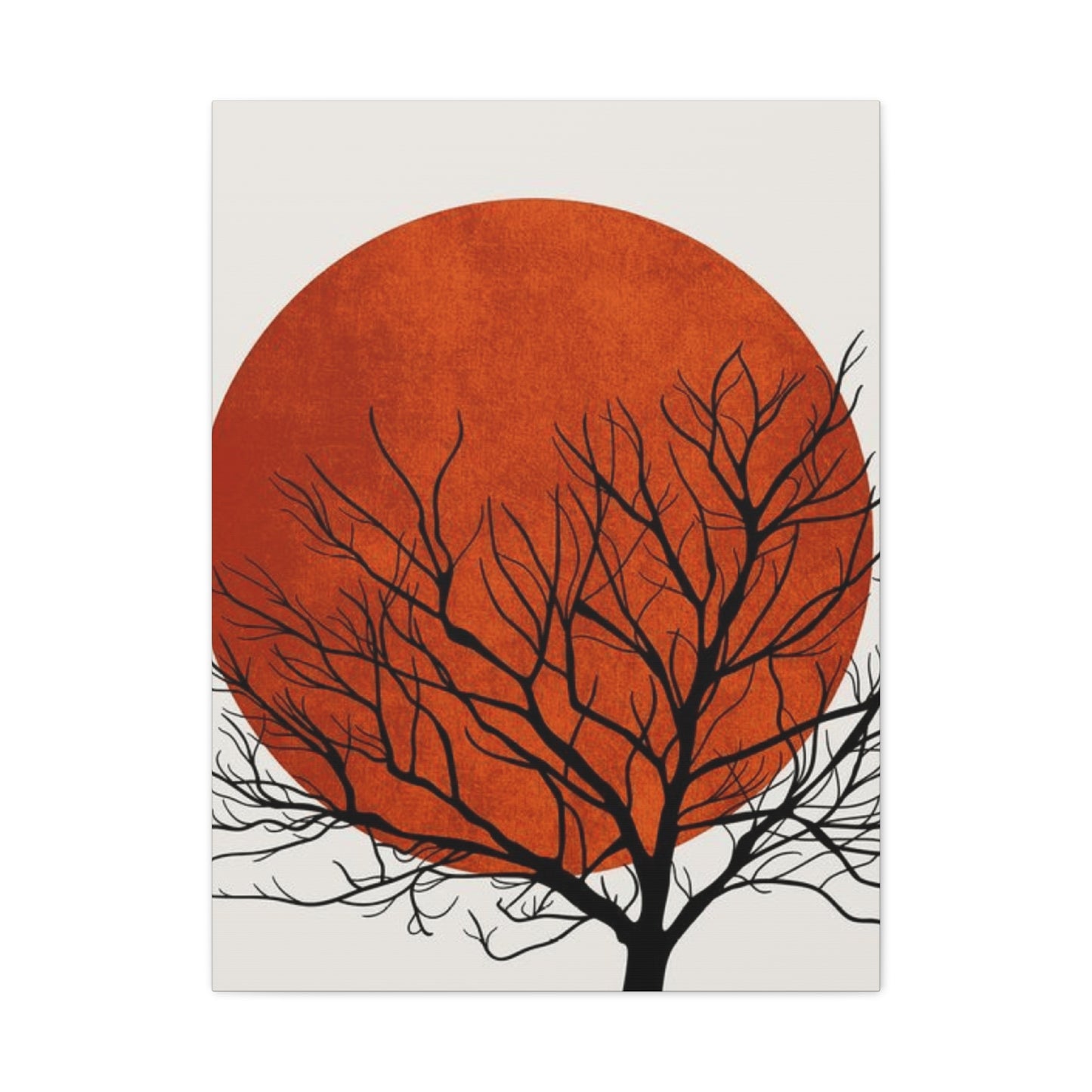 Dry Tree Silhouette with Orange Sun Wall Art & Canvas Prints
