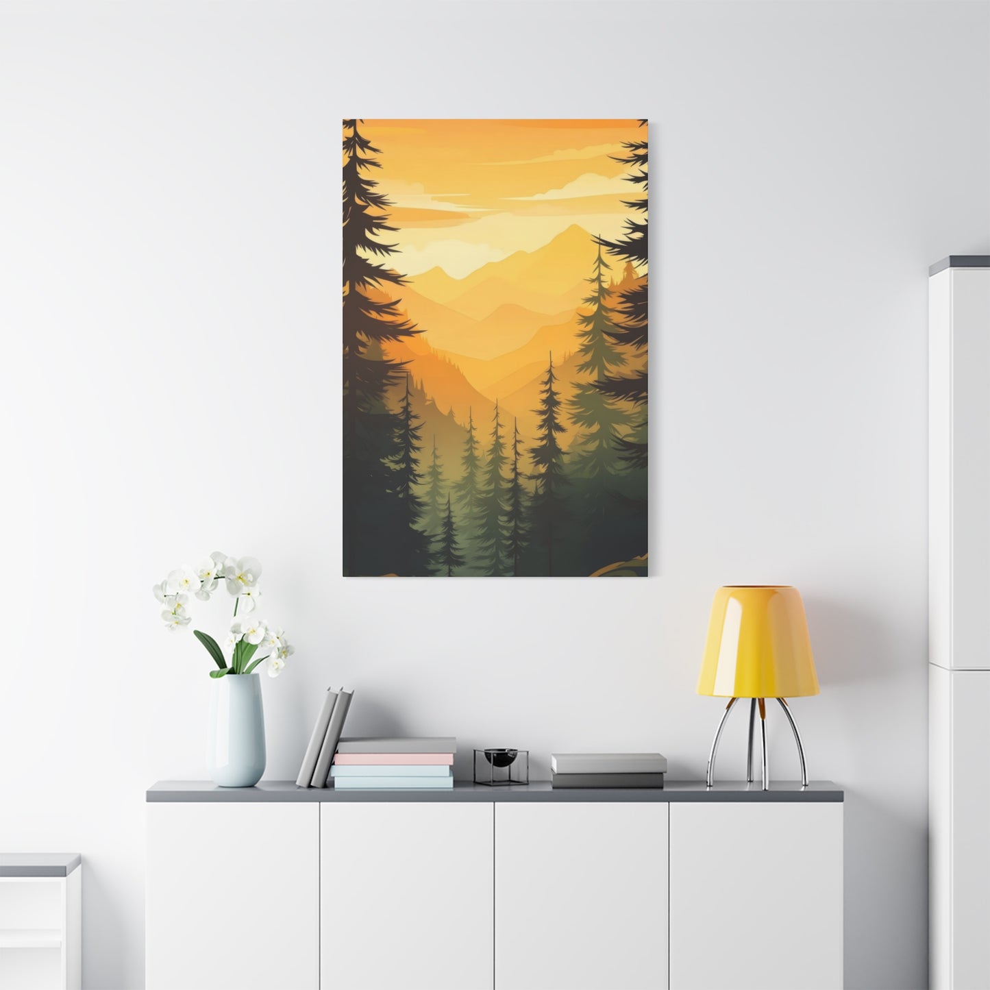 Sunset In Forest Wall Art & Canvas Prints