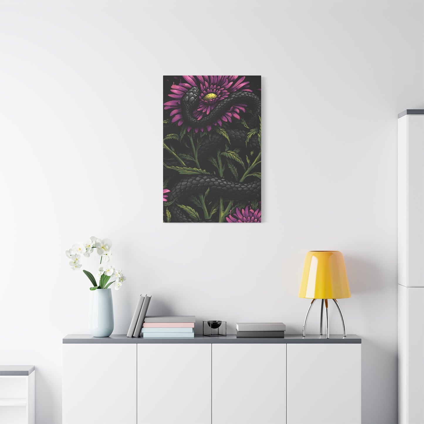 Black Snake On Flower Wall Art & Canvas Prints