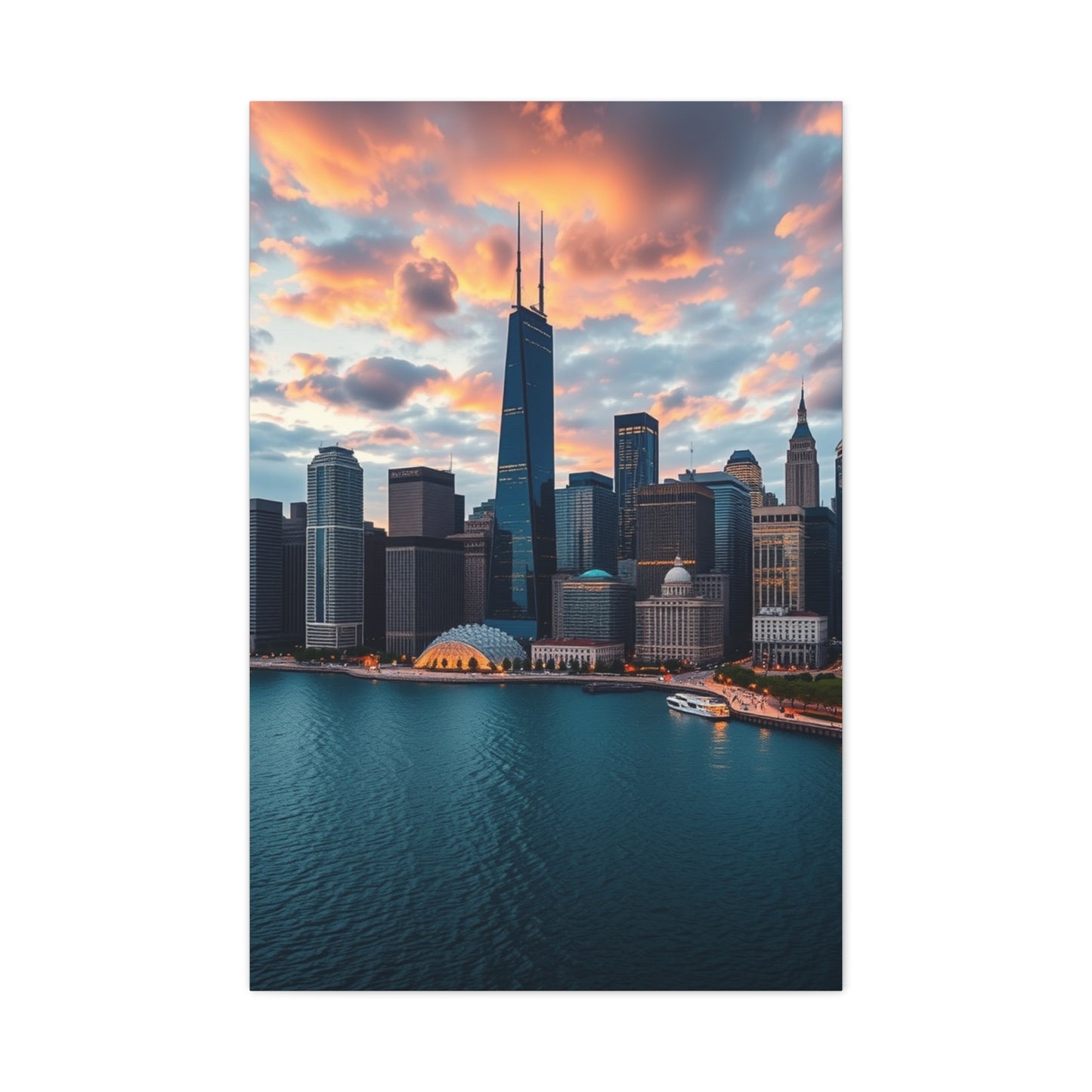 Chicago Skylines Art Canvas Art 7 Wall Art & Canvas Print