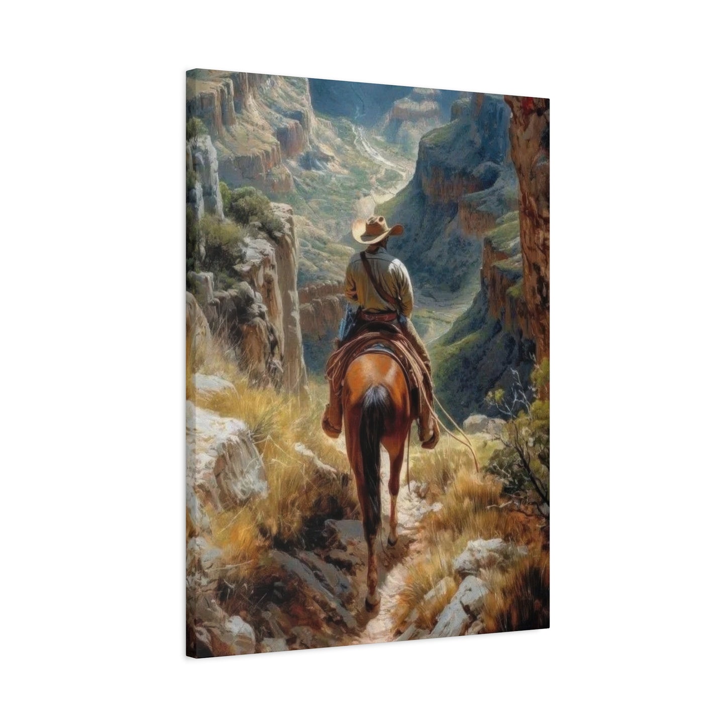 Cowboy Looking At Valley Wall Art & Canvas Prints
