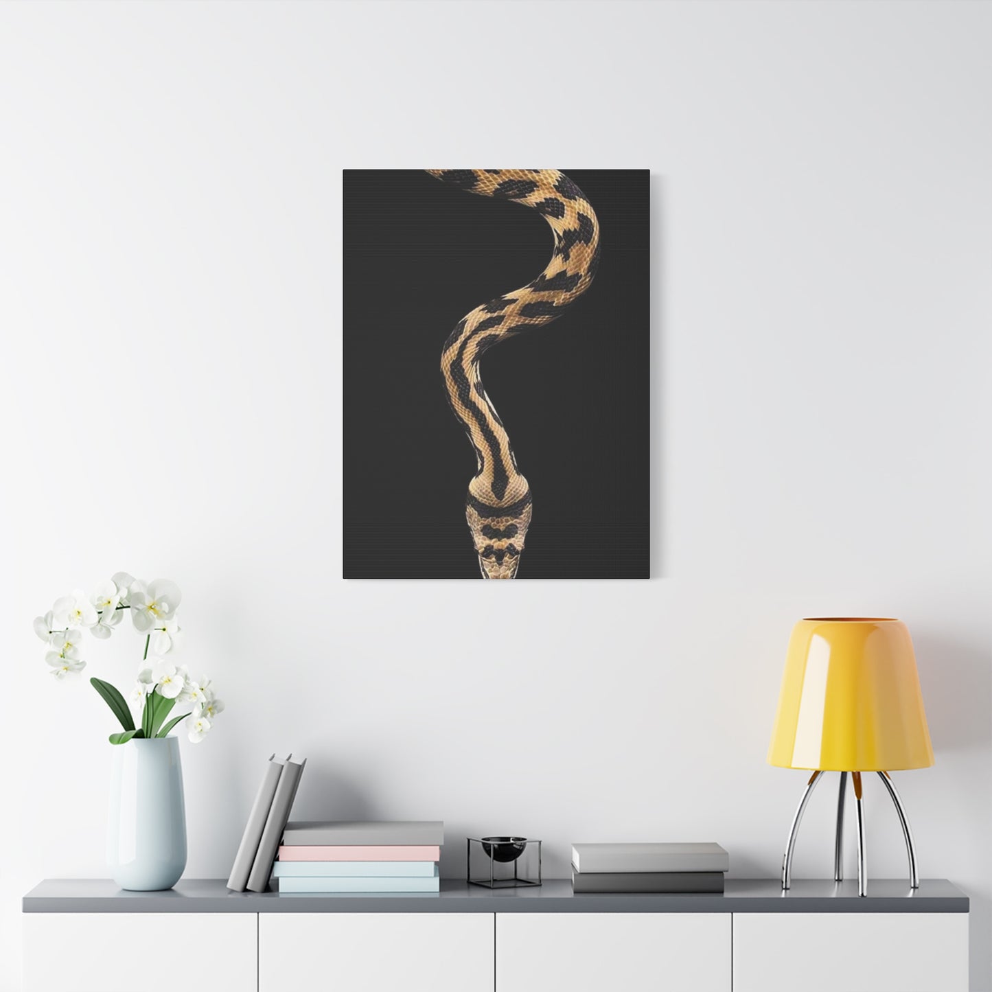 Snake On Black Poster Wall Art & Canvas Prints