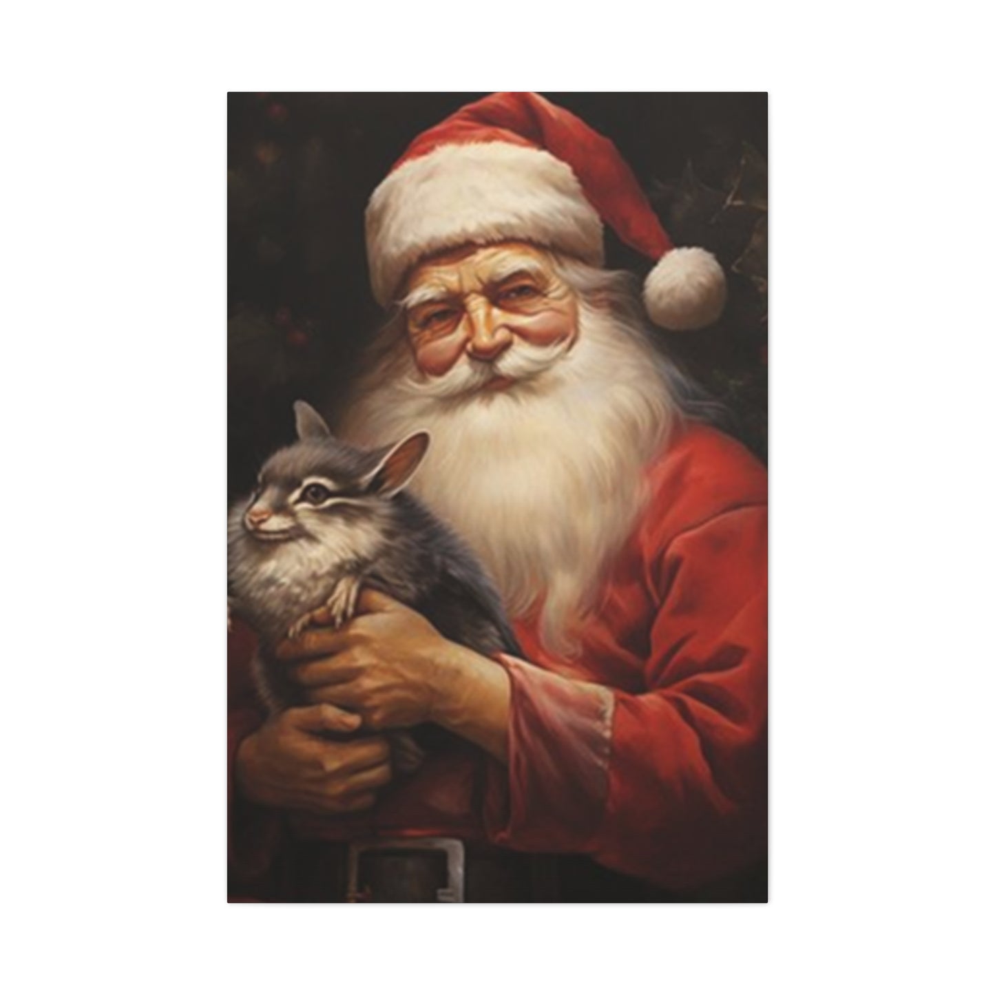 Santa Claus With A Fat Rat Painting Wall Art & Canvas Prints