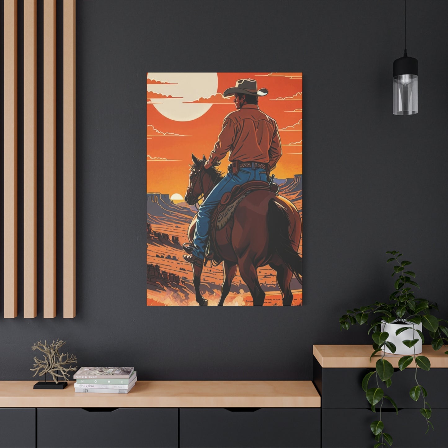 Cowboy In Sunset Wall Art & Canvas Prints