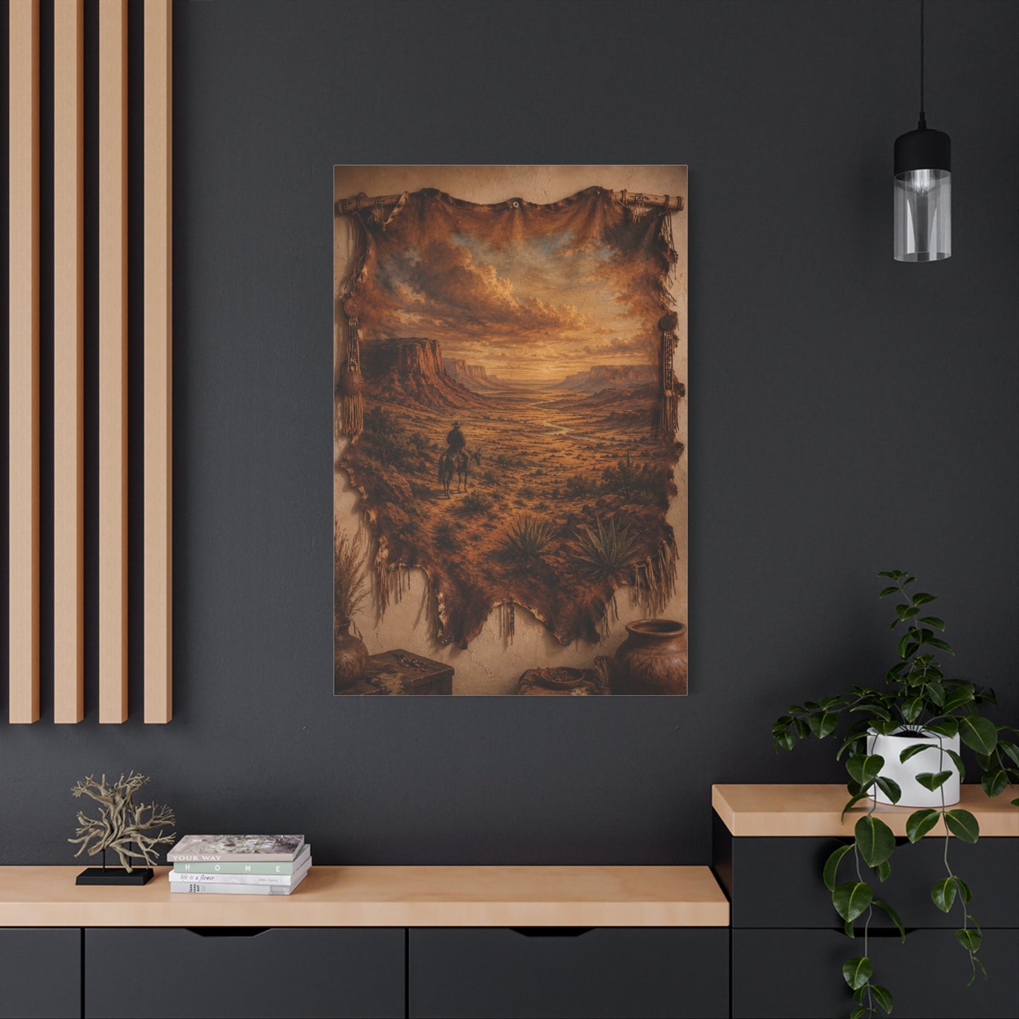 Leather Hide Desert Panorama Southwest Wall Art & Canvas Print