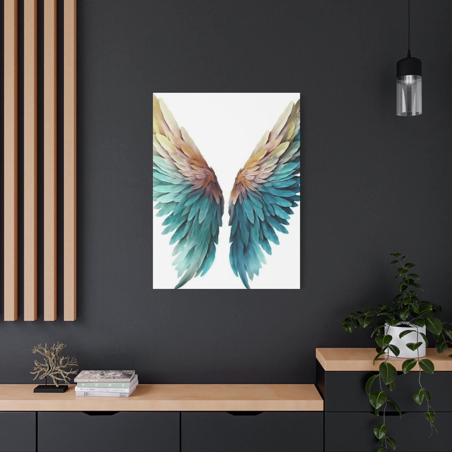 Blue and Golden Angel Wings Wall Art & Canvas Prints