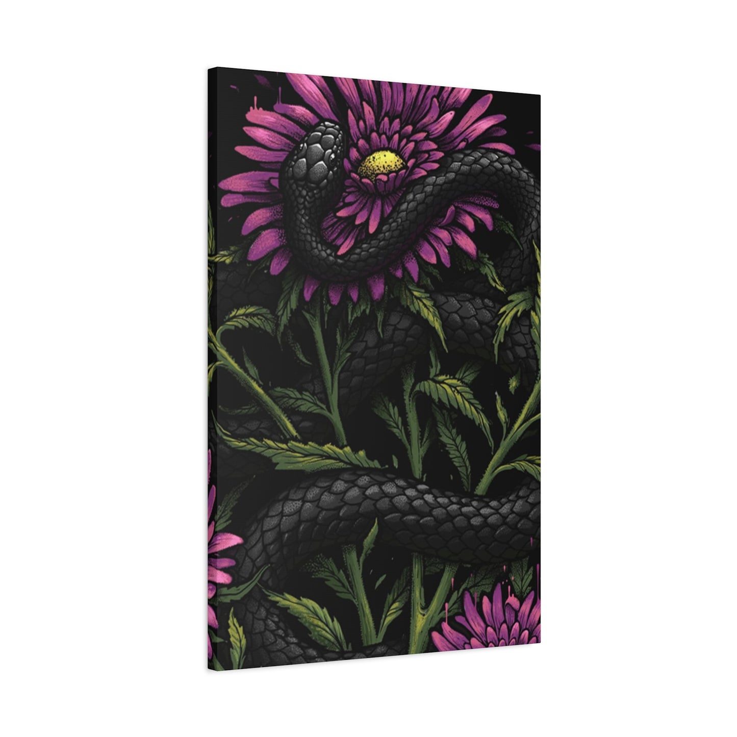 Black Snake On Flower Wall Art & Canvas Prints
