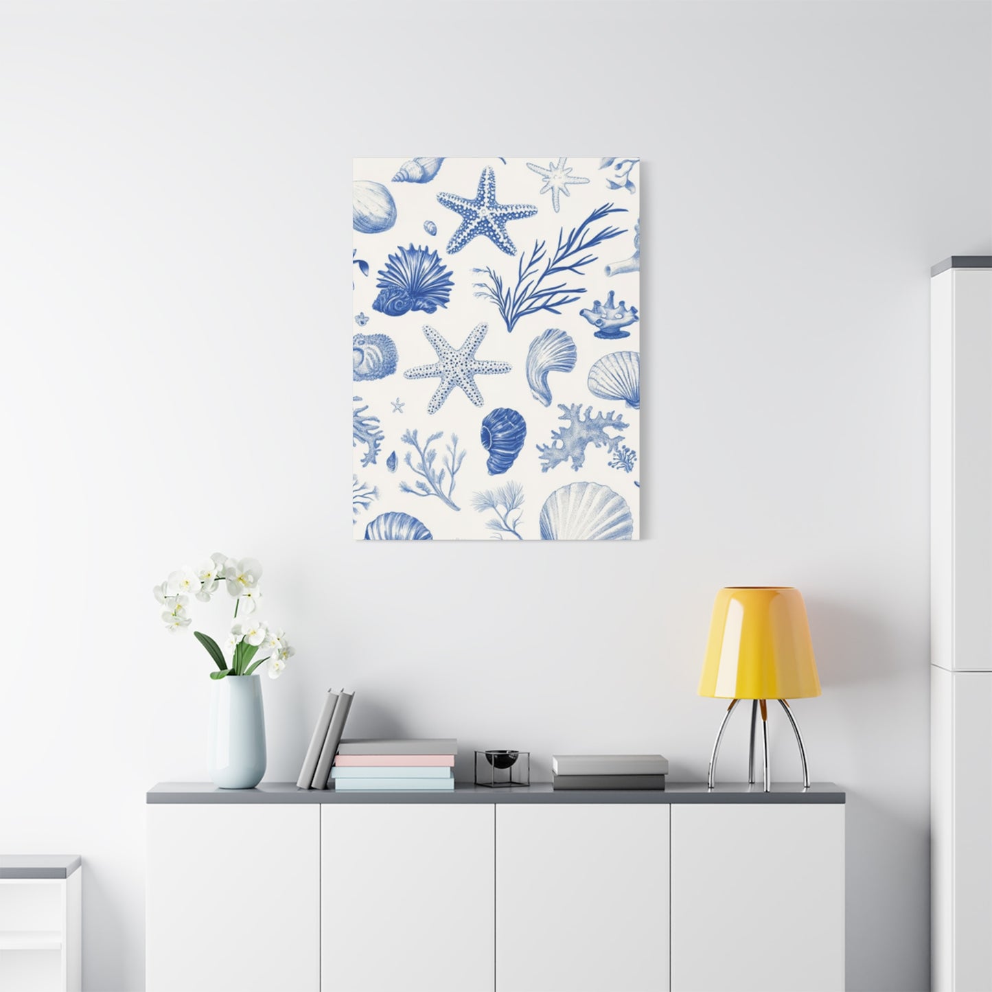 Beautiful Blue Shell Shapes Wall Art & Canvas Prints