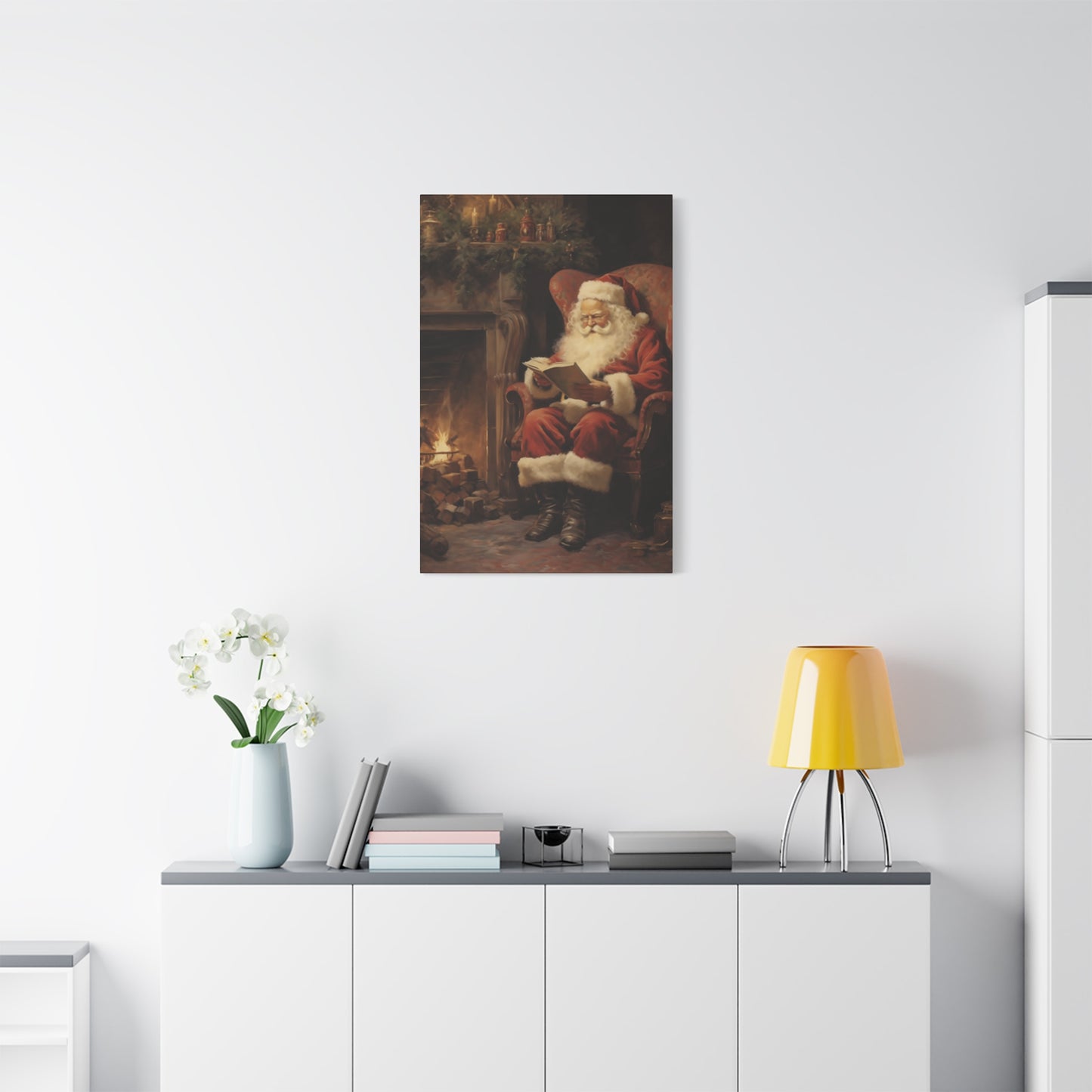 Santa Claus Reading A Book Wall Art & Canvas Prints