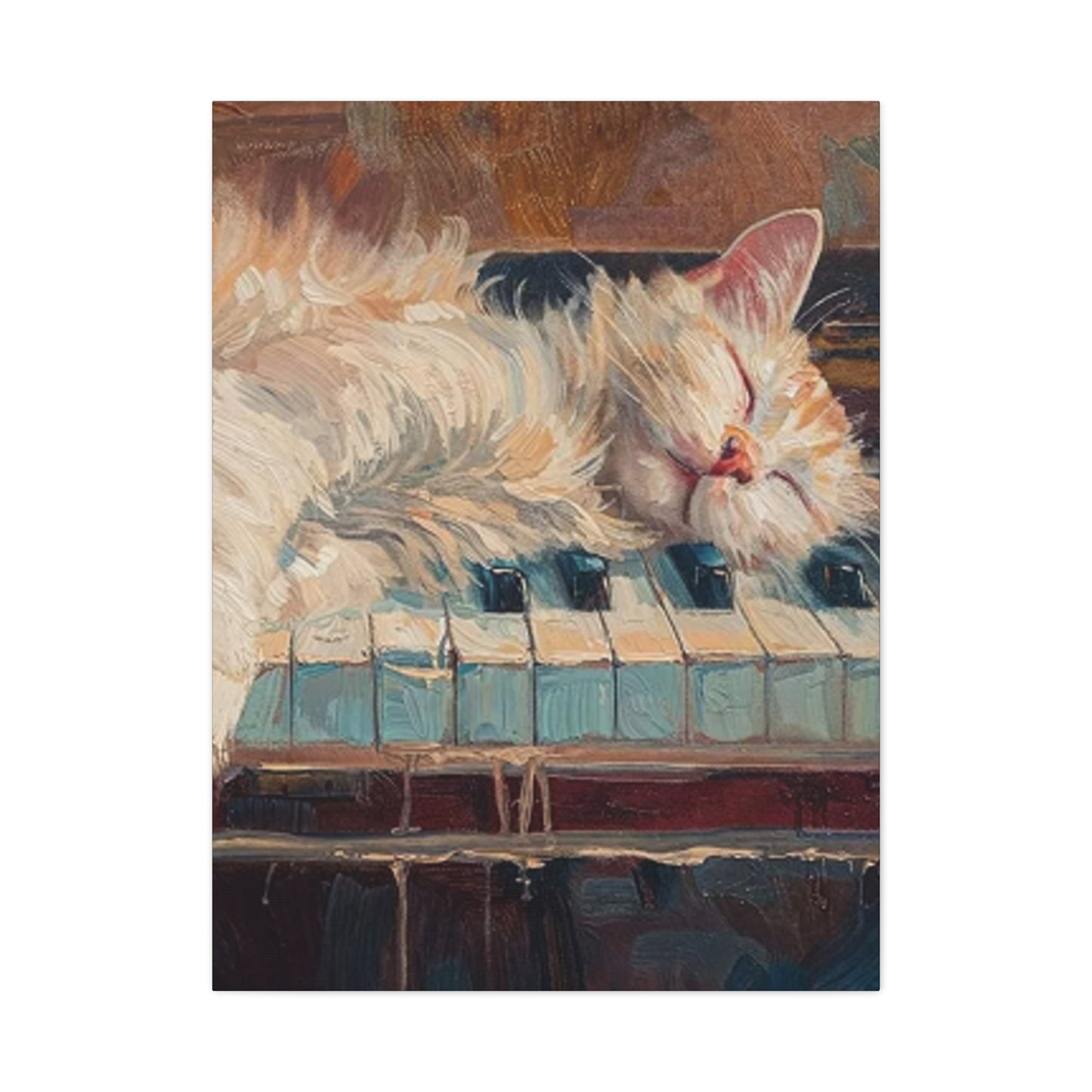 Cat Sleeping On Piano Wall Art & Canvas Prints