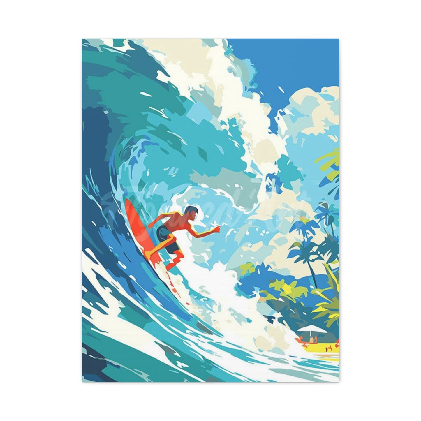 Wave Surfing Abstract Poster Wall Art & Canvas Prints
