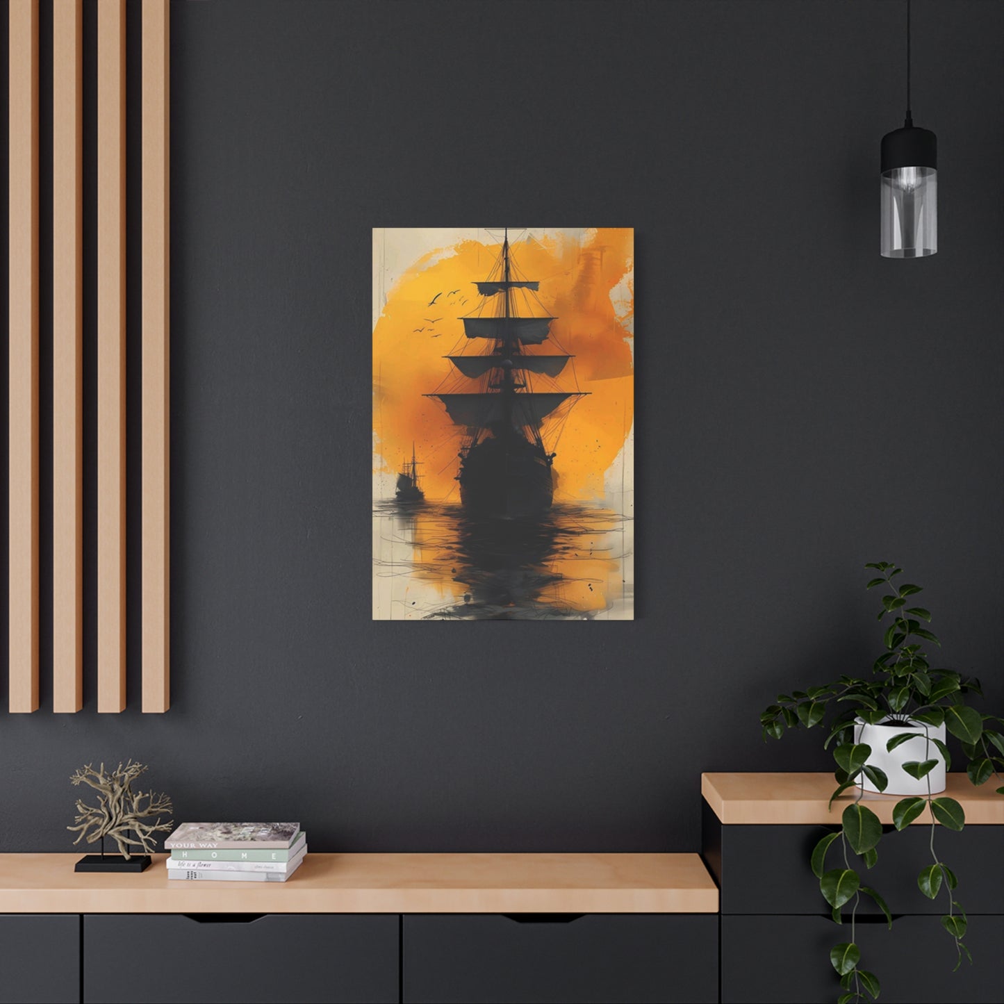 Black Sailing Ship Poster Wall Art & Canvas Prints