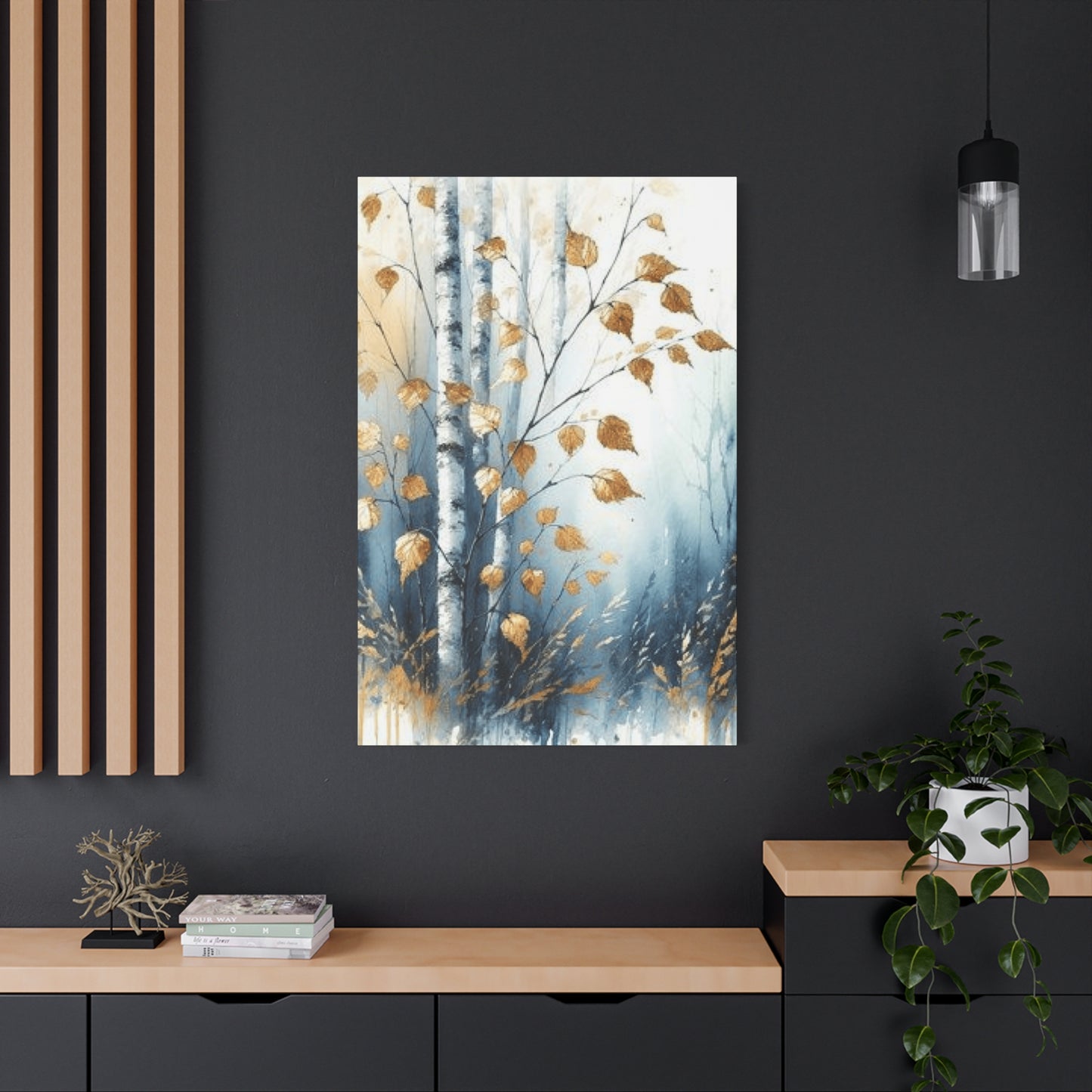 Birch Tree Trunk and Leaves Wall Art & Canvas Prints