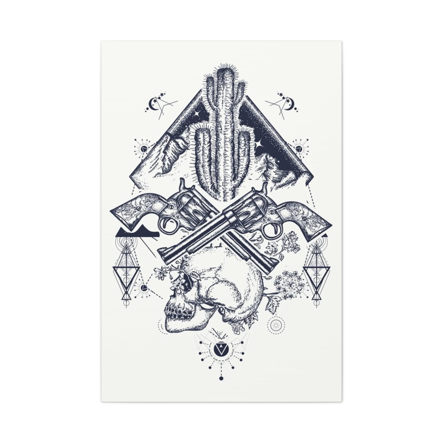 Guns Cactus & Skull Sketch Wall Art & Canvas Prints