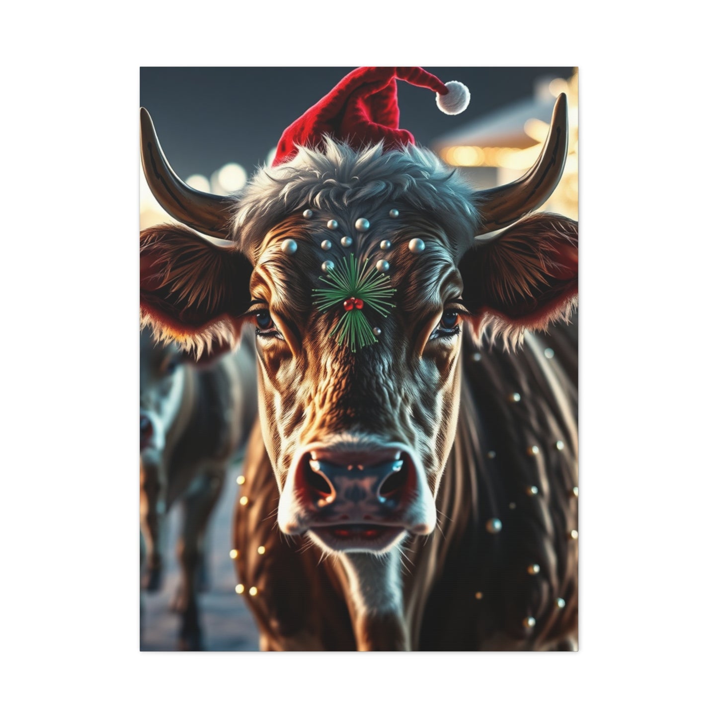 Yuletide Bovine Elegance Canvas wall art & canvas print