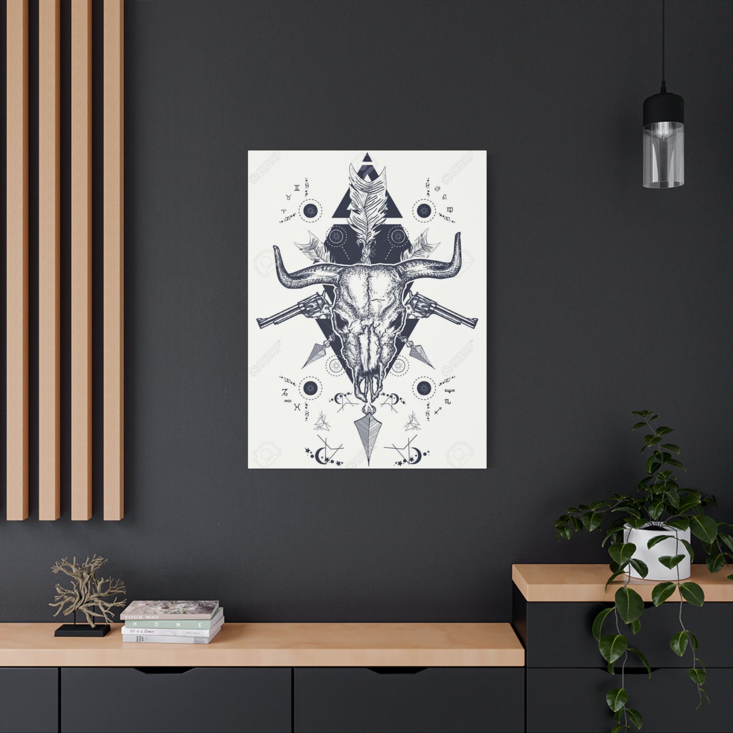 Guns And Skull Drawing Wall Art & Canvas Prints